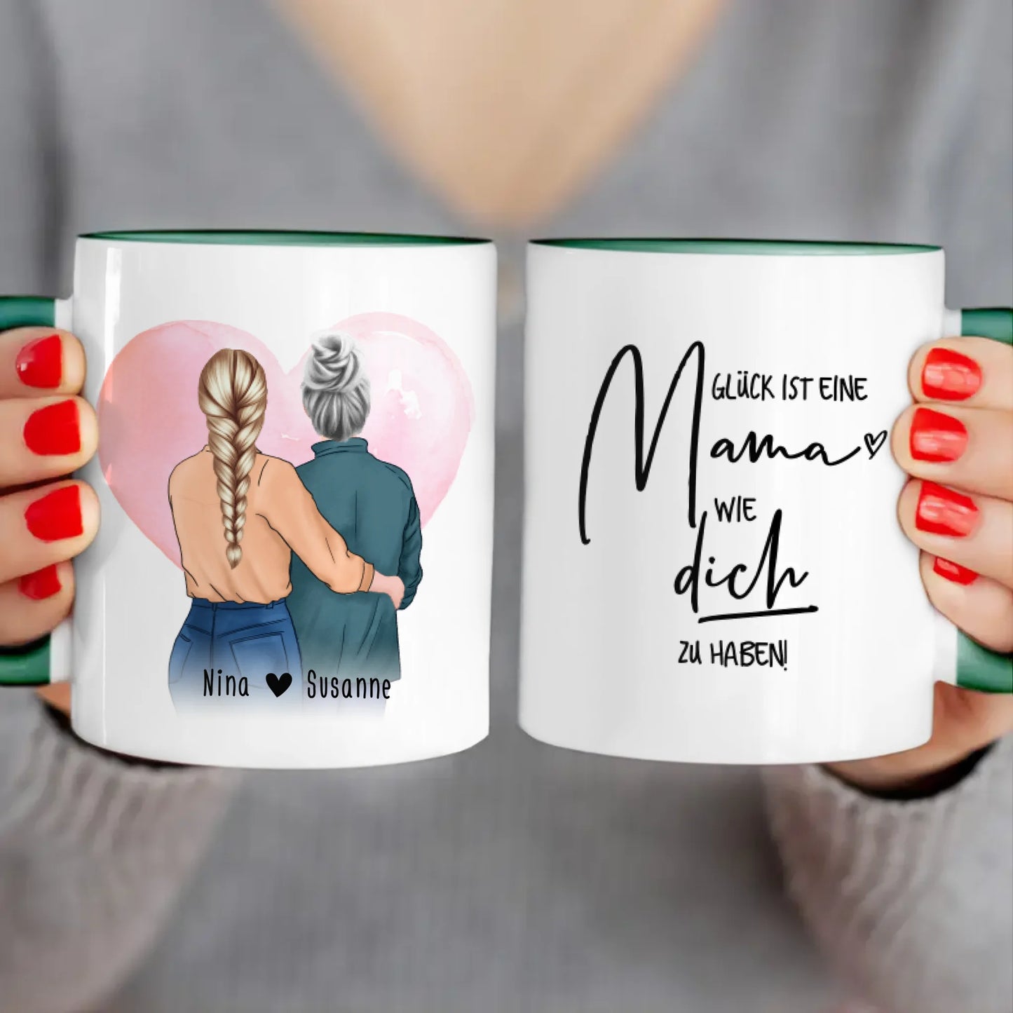 Personalisierte Tasse - Mutter/Mama + Tochter (stehend)