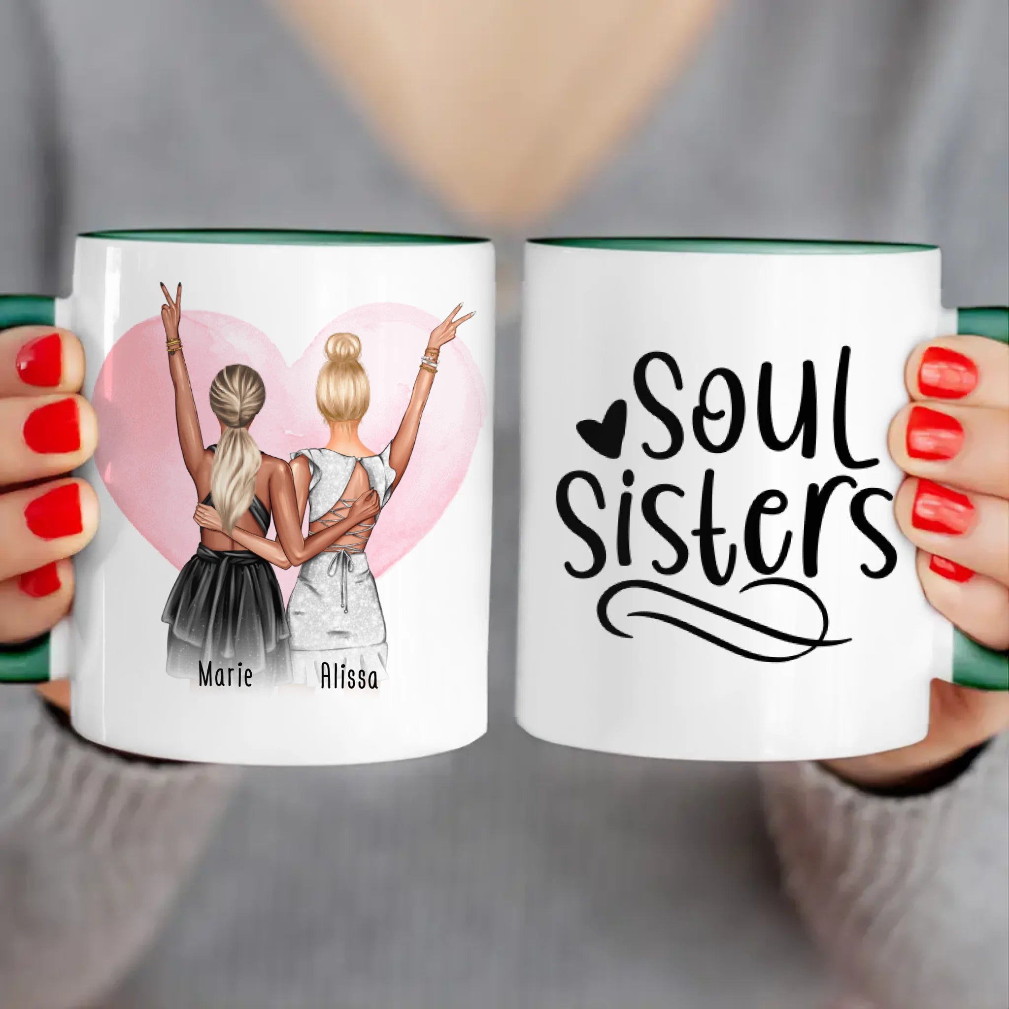 Personalisierte Tasse - Beste Freundin mit Kleid (2 Freundinnen) - Freundinnen Tasse