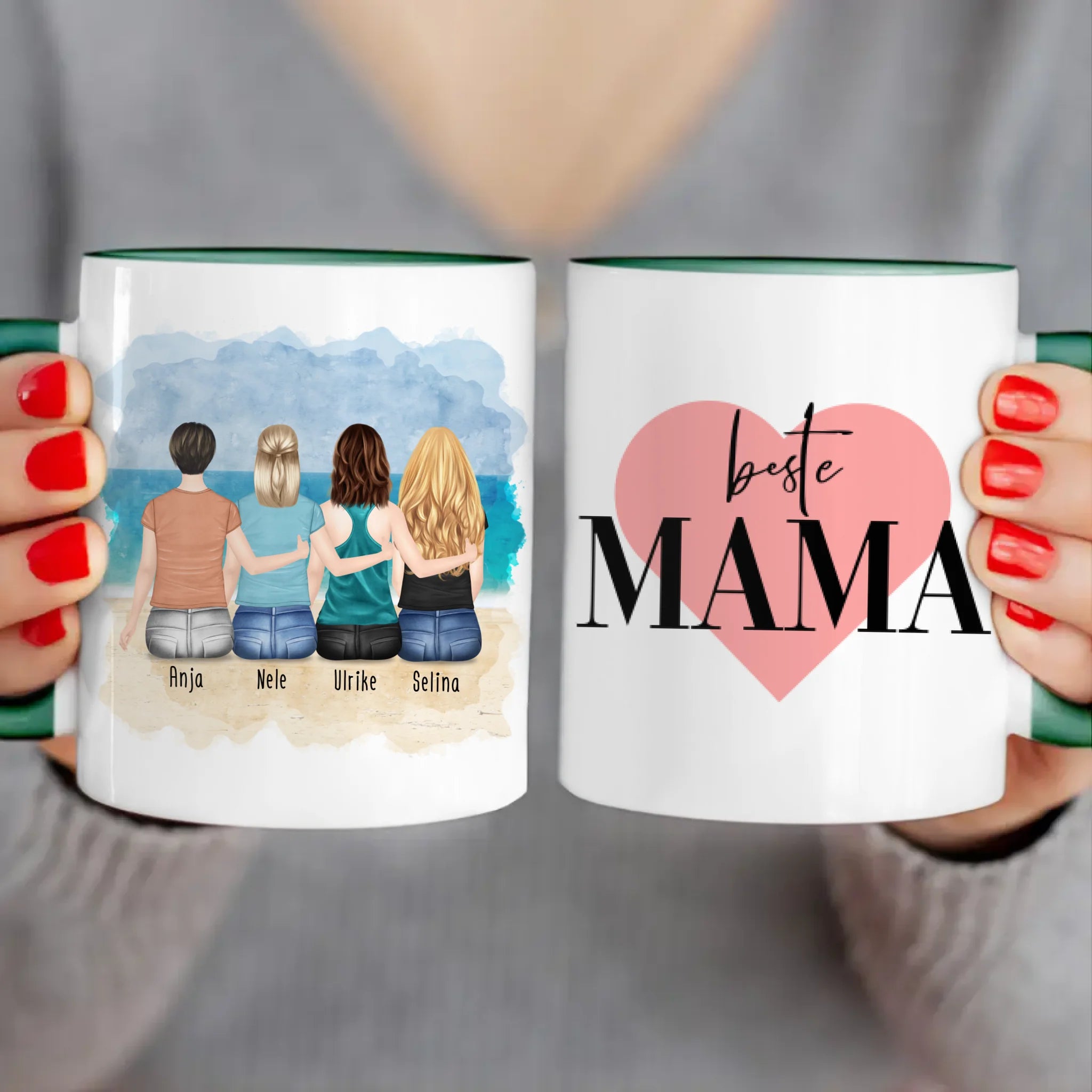 Personalisierte Tasse mit Mutter/Tochter (3 Töchter)