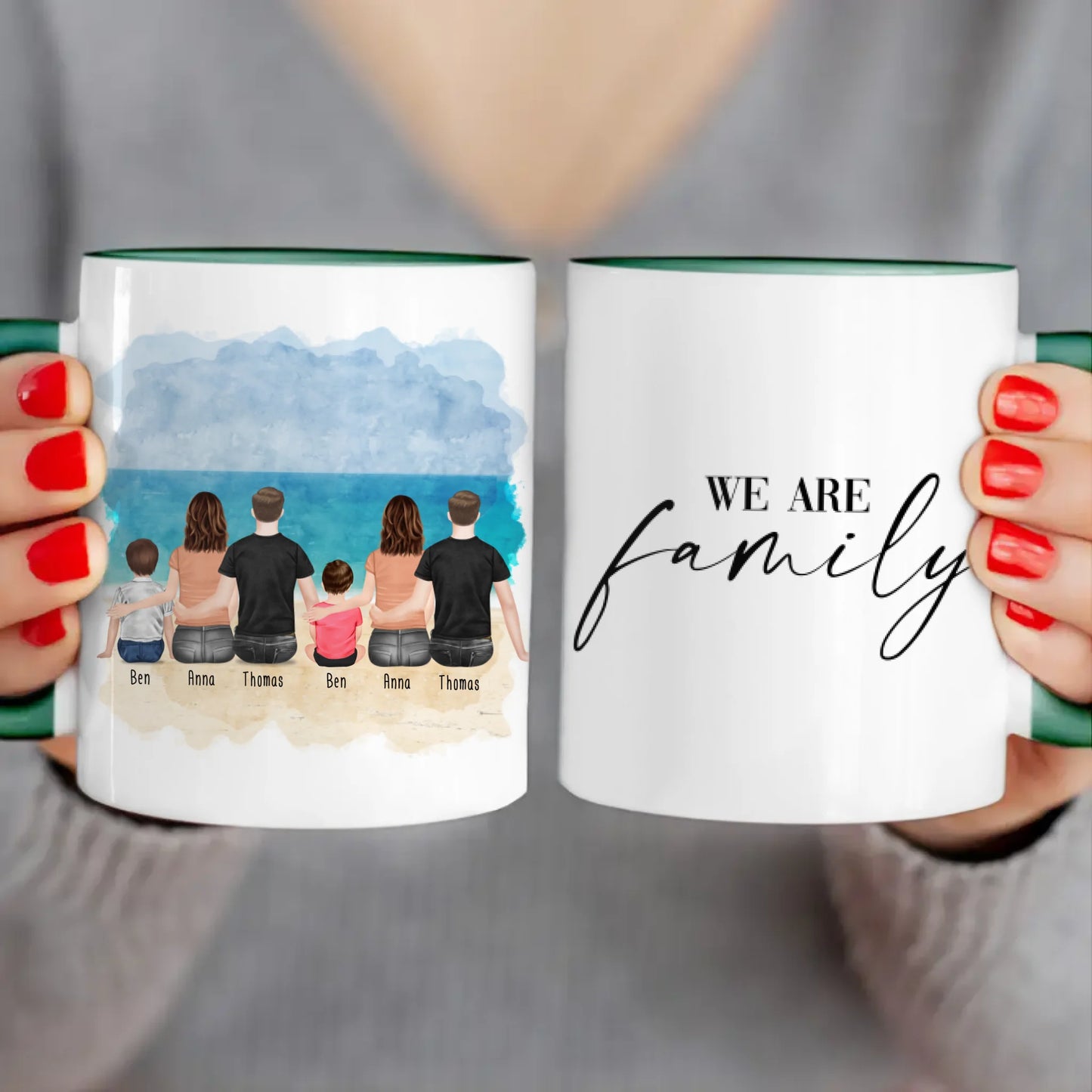 Personalisierte Tasse - 2 Familien mit 1 Kind + 1 Baby