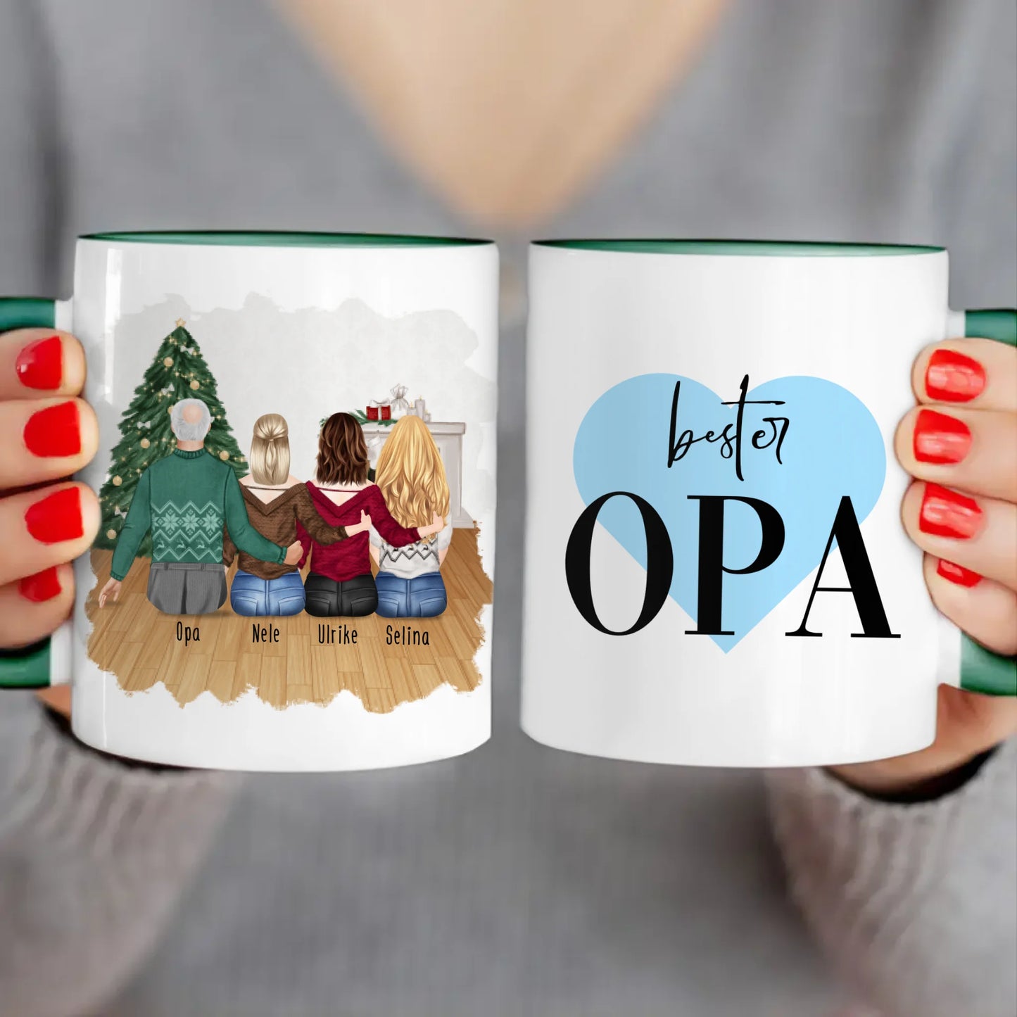 Personalisierte Tasse für Opa (3 Frauen + 1 Opa) - Weihnachtstasse