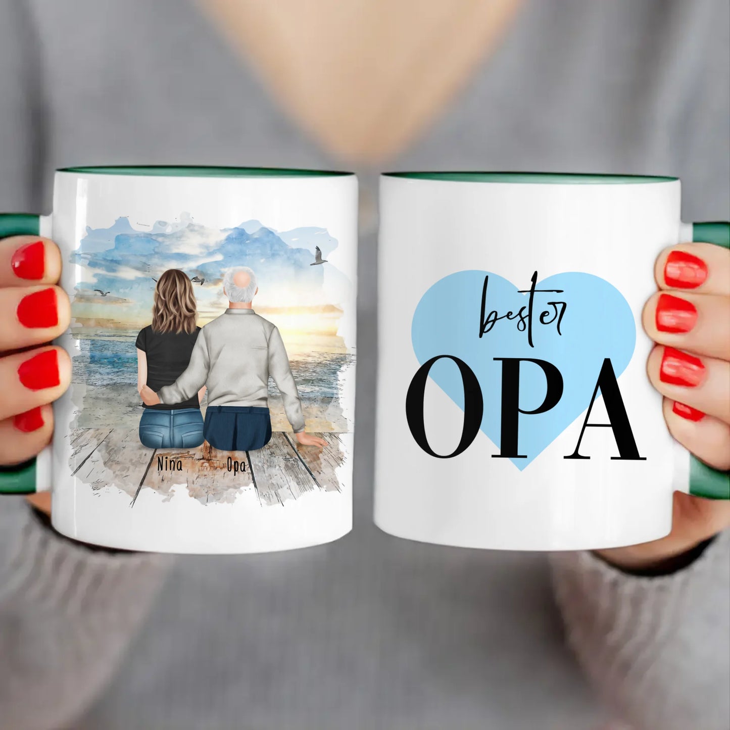 Personalisierte Tasse für Opa (1 Frau + 1 Opa)