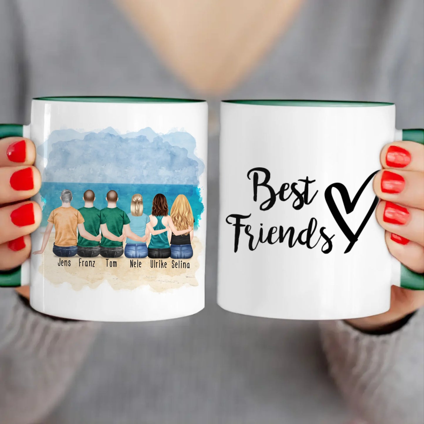 Personalisierte Tasse - Beste Freunde (3 Frauen + 3 Männer)