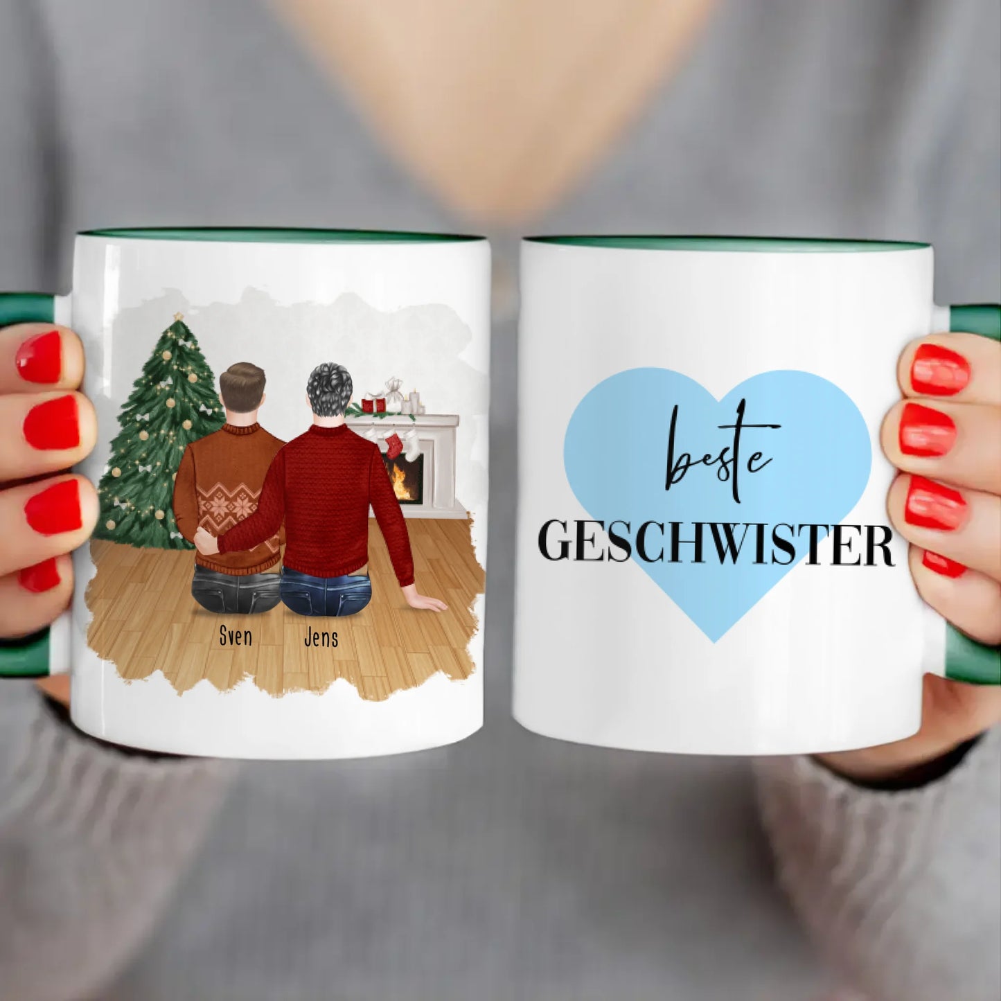 Personalisierte Tasse mit Bruder (2 Brüder) - Weihnachtstasse