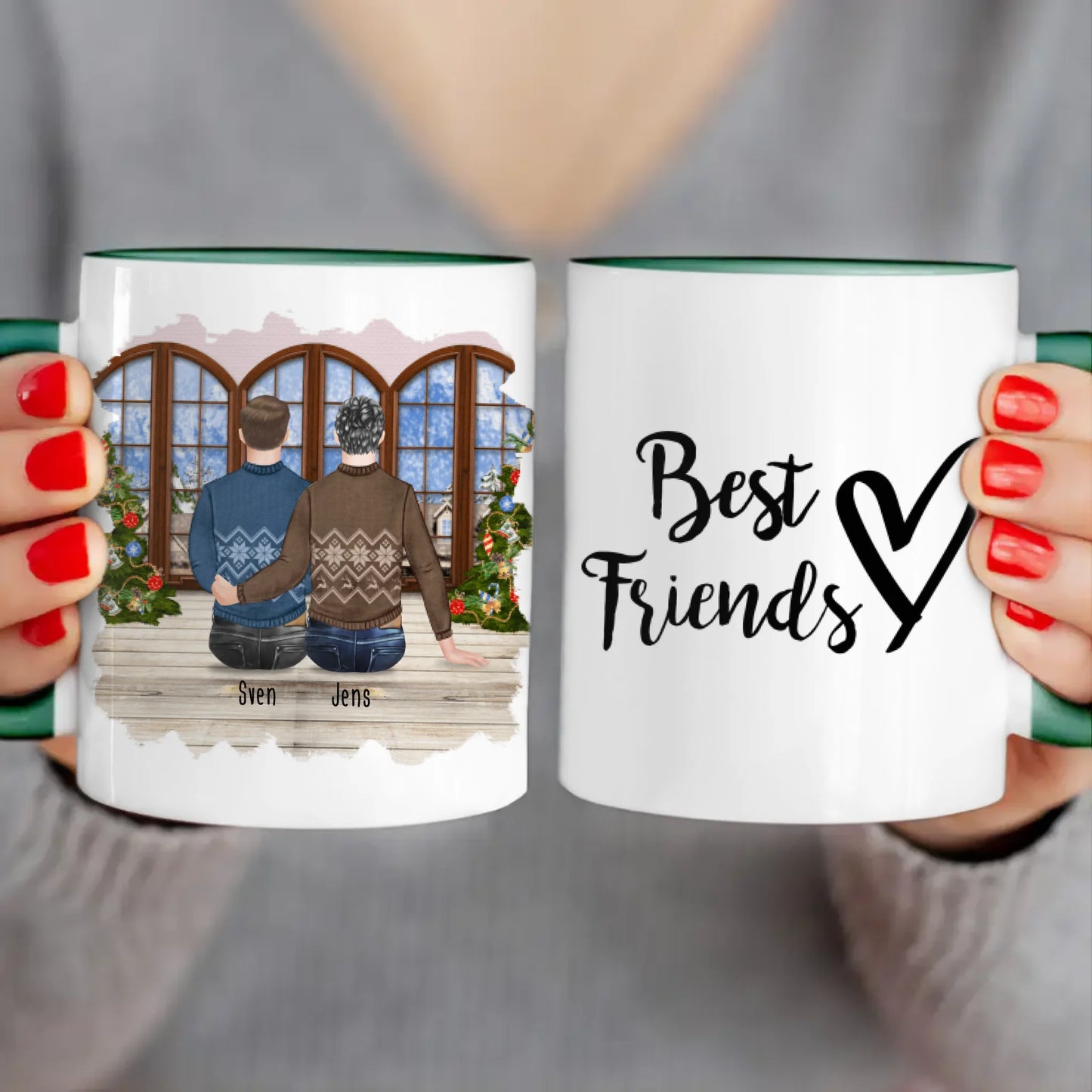 Personalisierte Tasse - Beste Freunde (2 Männer) - Weihnachtstasse