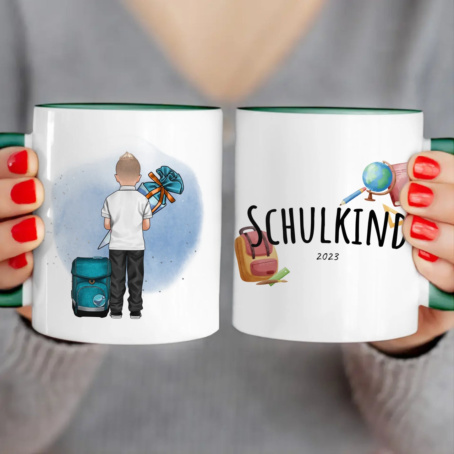 Personalisierte Tasse - Geschenk zur Einschulung (1 Junge)