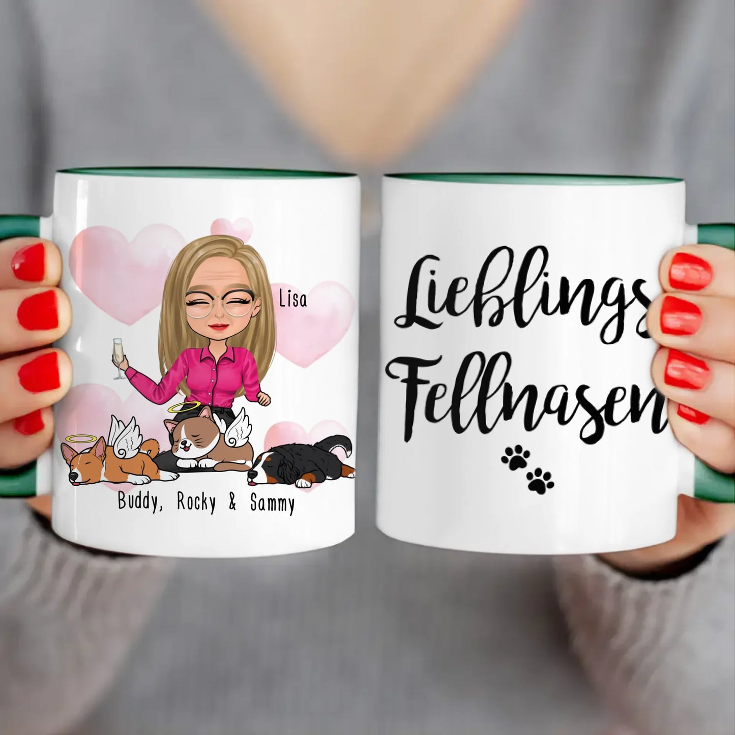 Personalisierte Tasse Hundemama/Katzenmama/Tiermama (1-8 Hunde/Katzen)