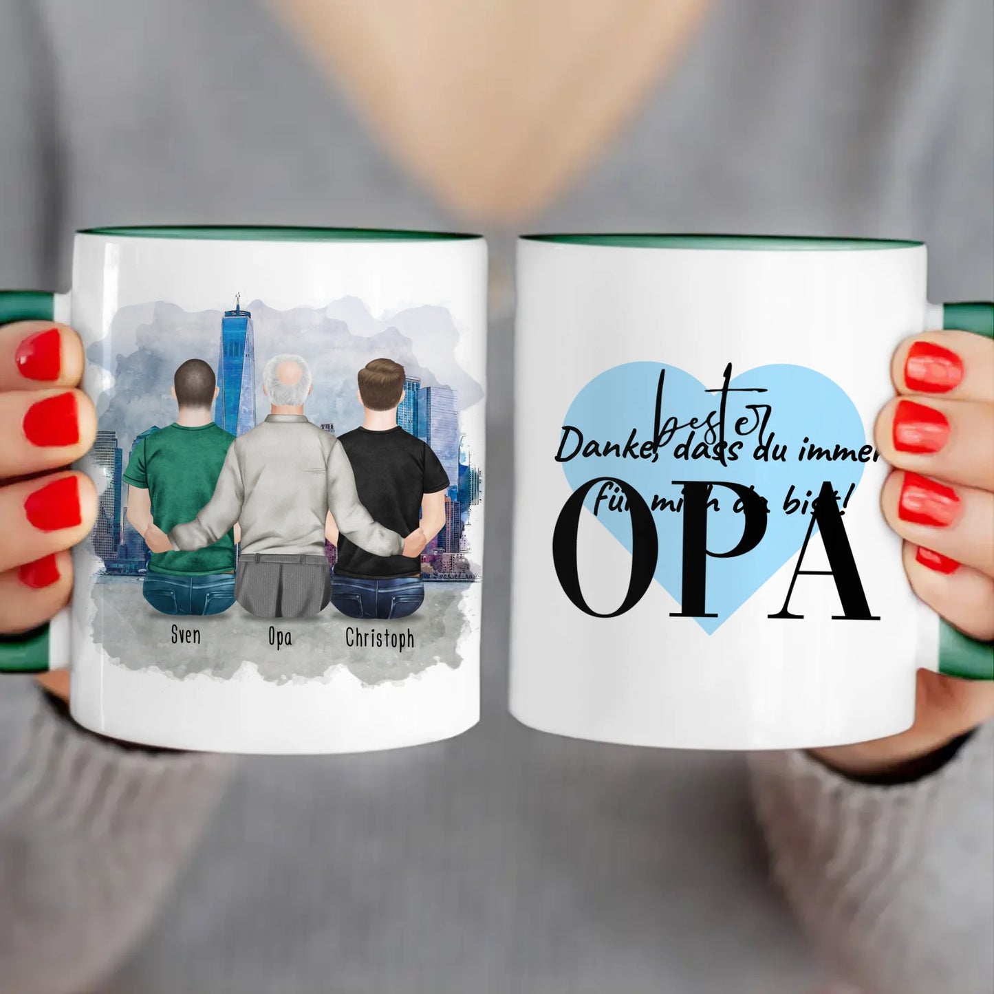 Personalisierte Tasse für Opa (2 Männer + 1 Opa)