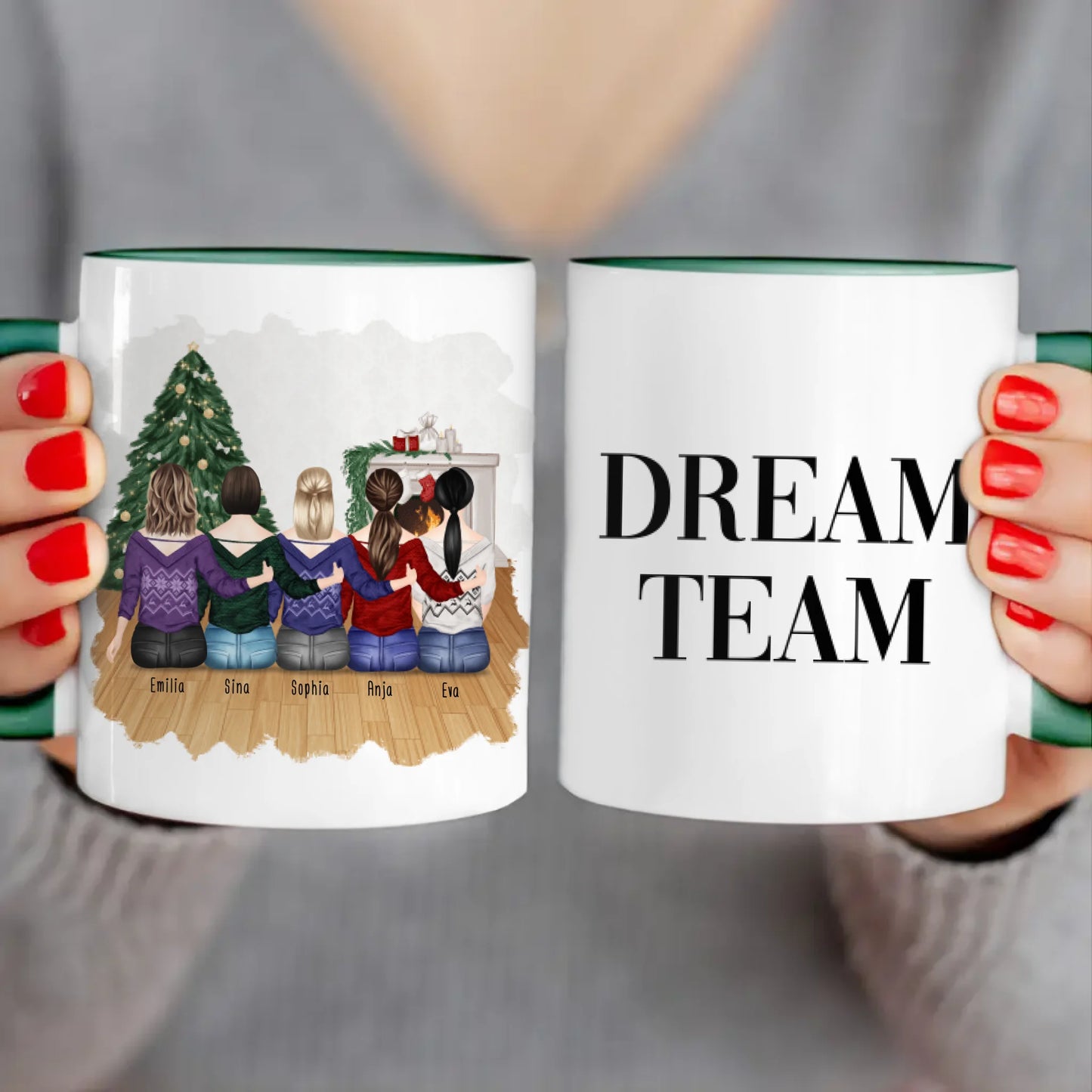 Personalisierte Tasse für Beste Freundinnen (5 Freundinnen) - Weihnachtstasse