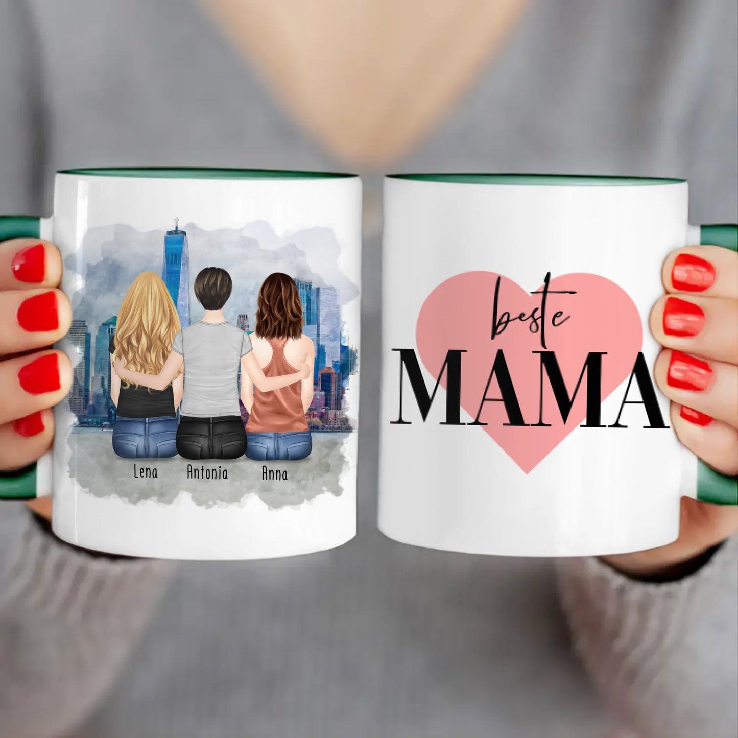 Personalisierte Tasse mit Mutter/Tochter (2 Töchter)