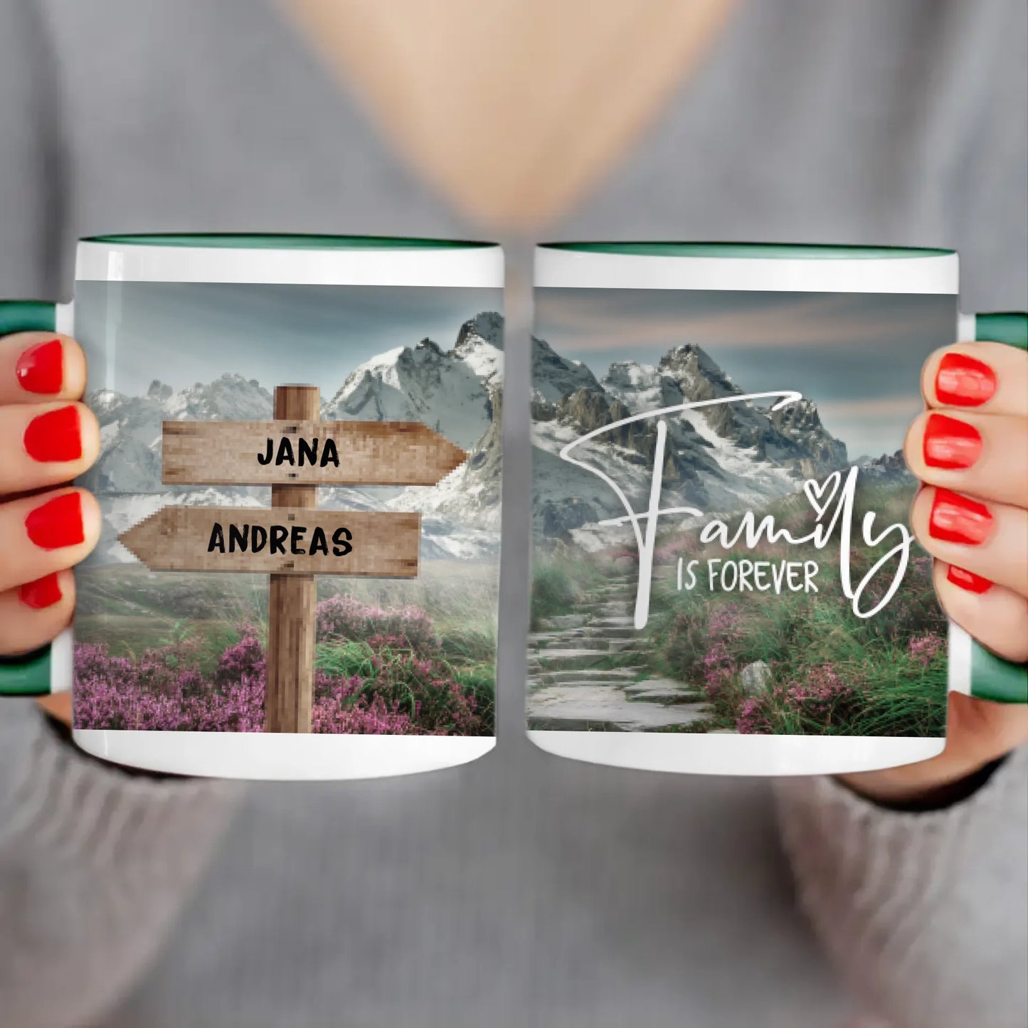 Personalisierte Wegweiser Tasse mit euren Namen