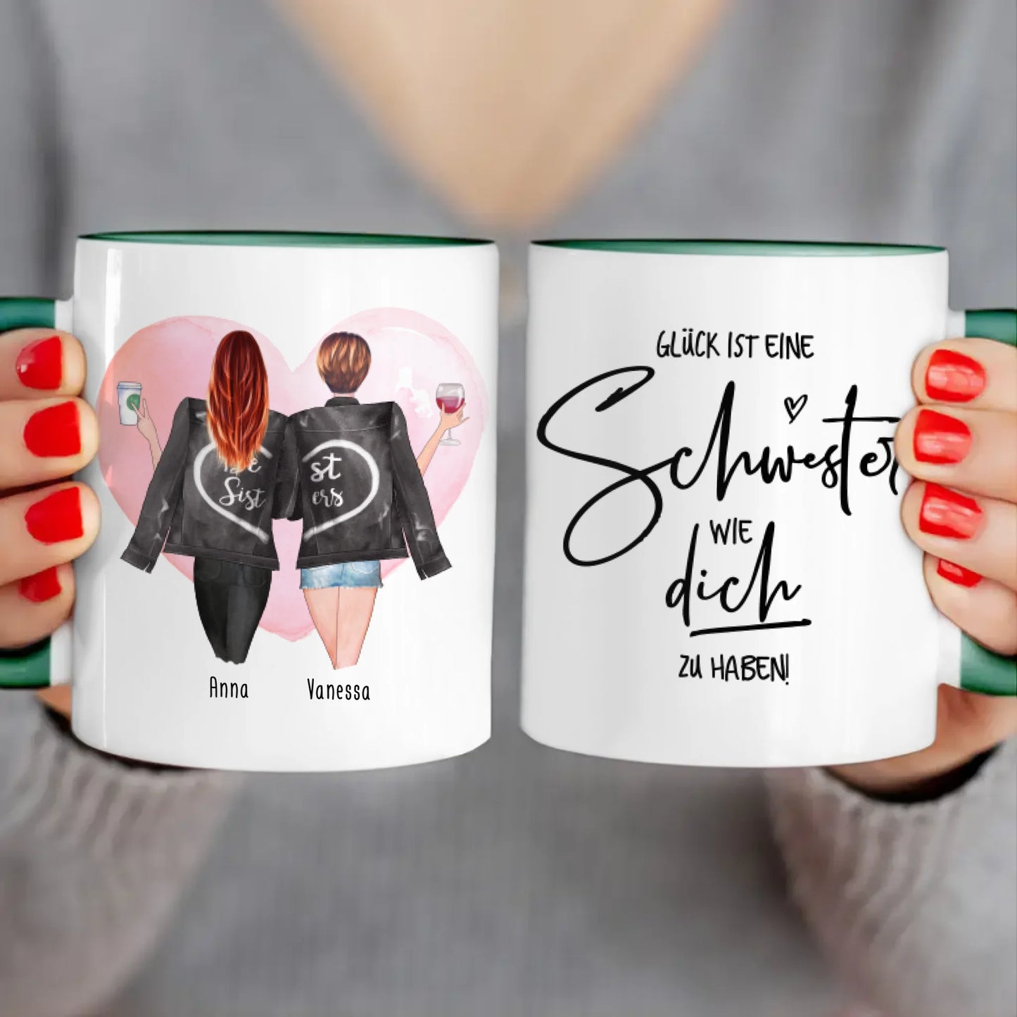 Personalisierte Beste Schwestern Tasse mit Jacke