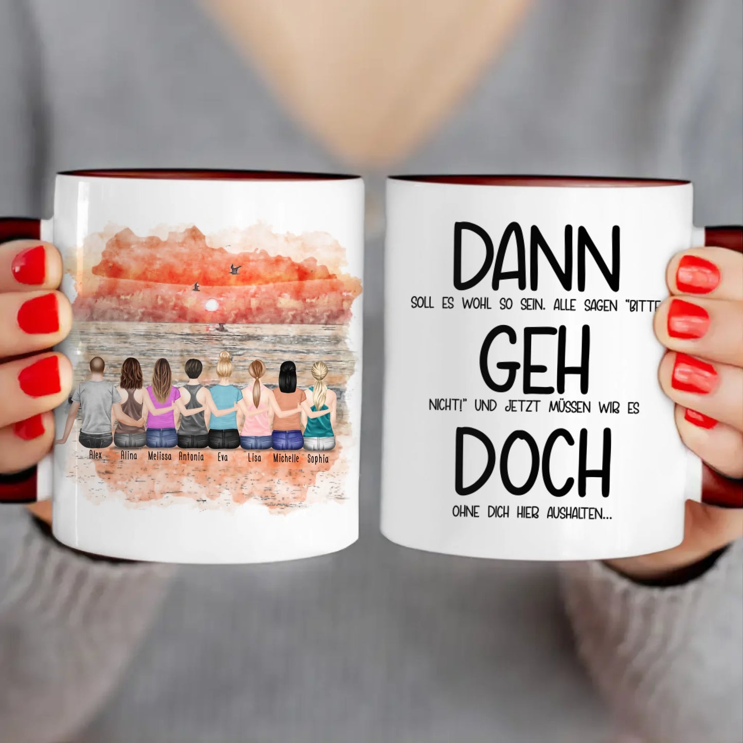 Personalisierte Tasse Kollegen (7 Frauen +  1 Mann) - Abschiedsgeschenk