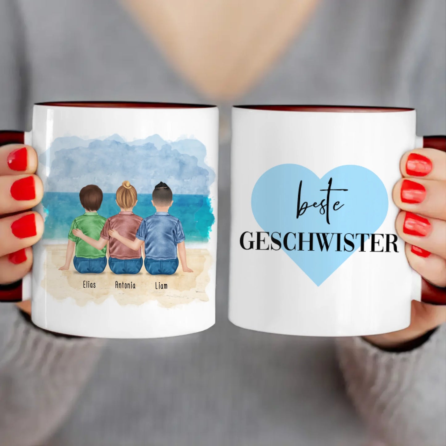 Personalisierte Tasse - Beste Geschwister (3 Kinder)