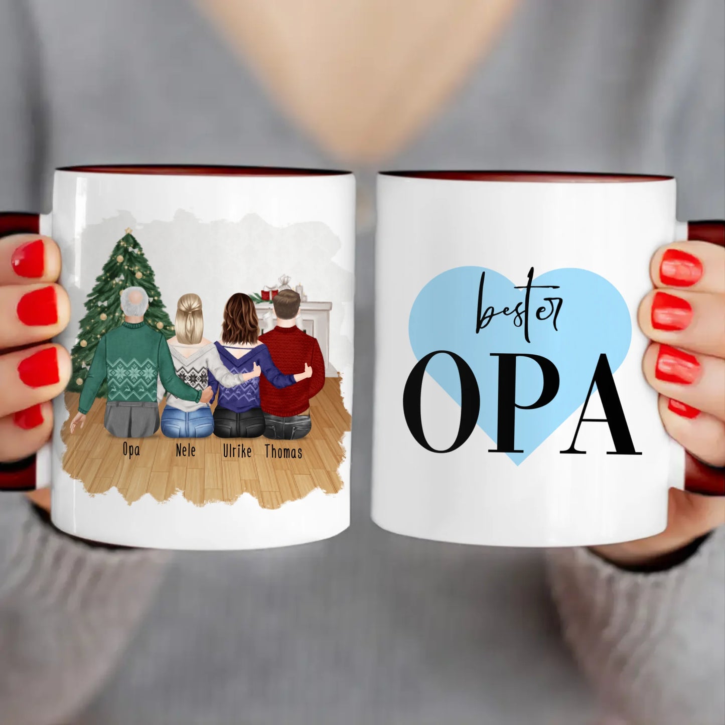 Personalisierte Tasse für Opa (2 Frauen + 1 Mann + 1 Opa) - Weihnachtstasse