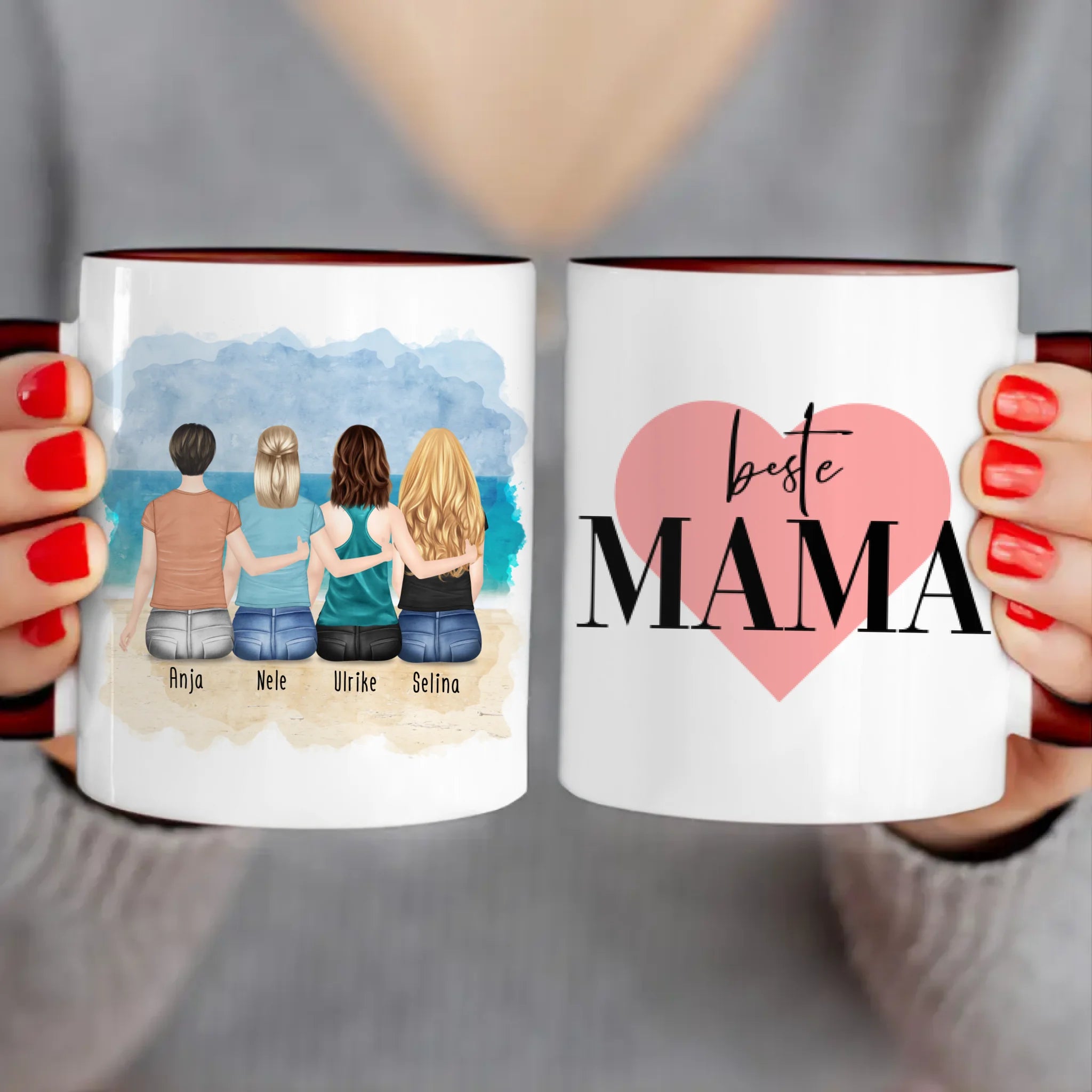 Personalisierte Tasse mit Mutter/Tochter (3 Töchter)