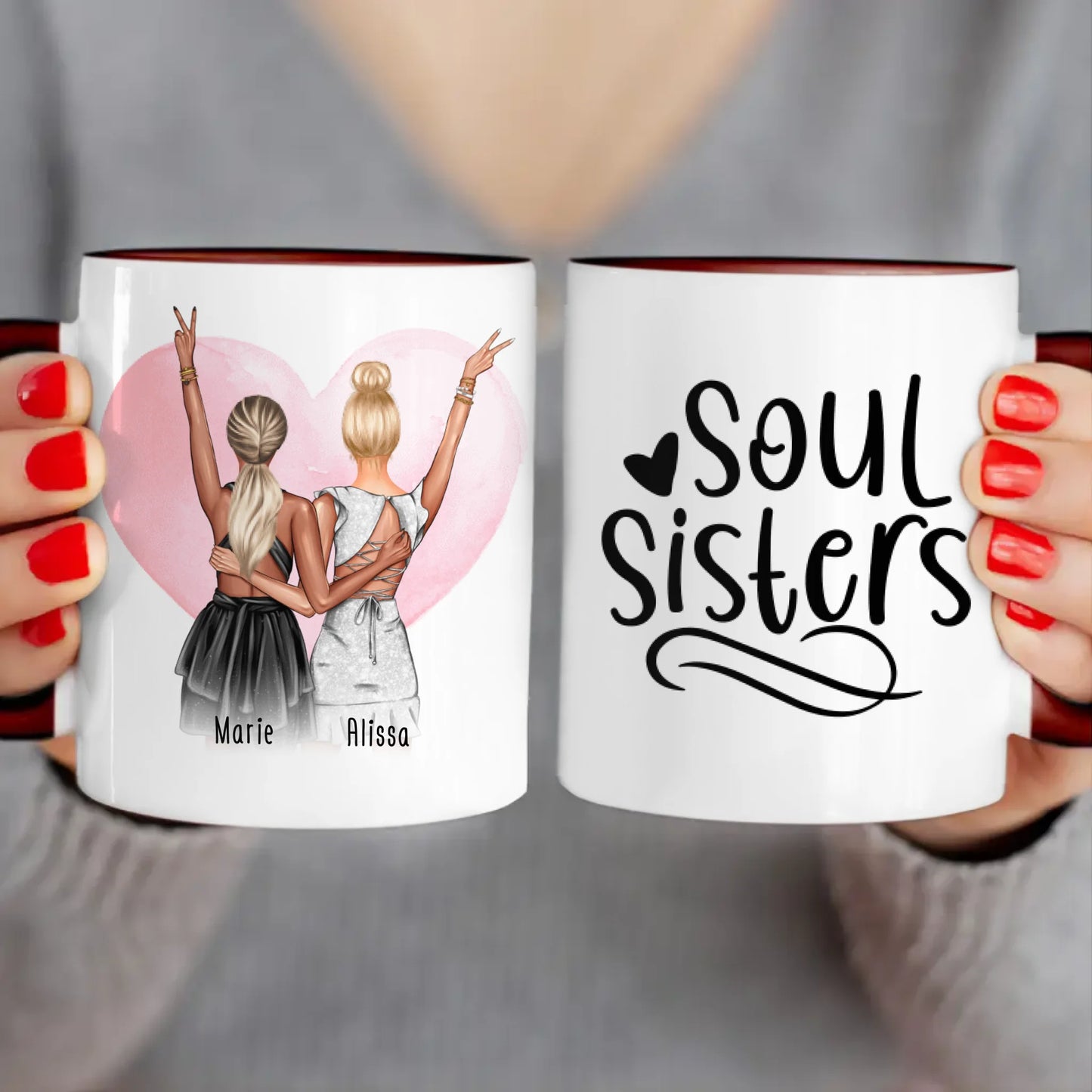 Personalisierte Tasse - Beste Schwestern mit Kleid (2 Schwestern) - Schwestern Tasse