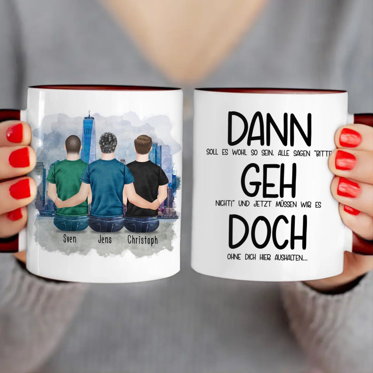 Personalisierte Tasse Kollegen (3 Männer) - Abschiedsgeschenk