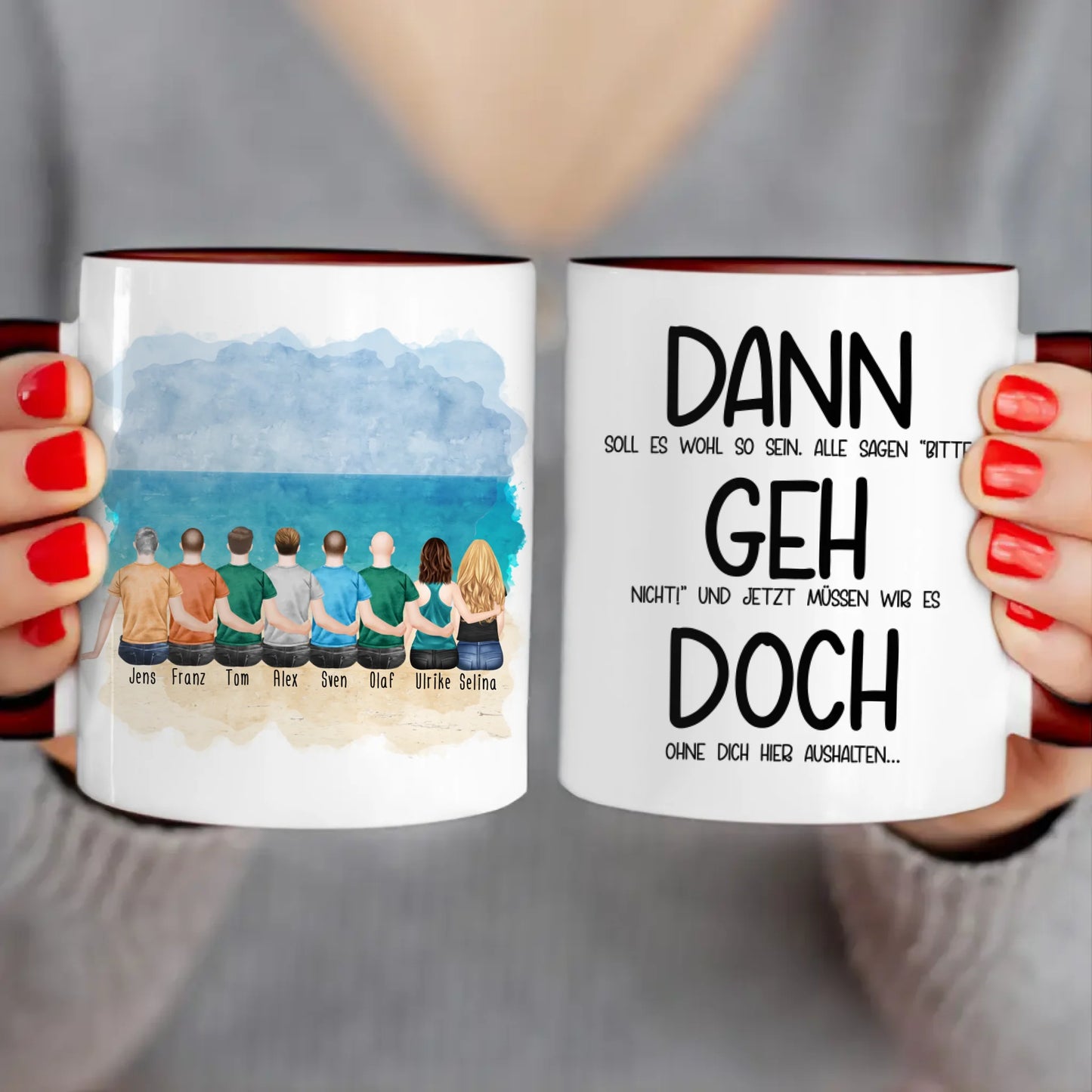 Personalisierte Tasse Kollegen (2 Frauen + 6 Männer) - Abschiedsgeschenk