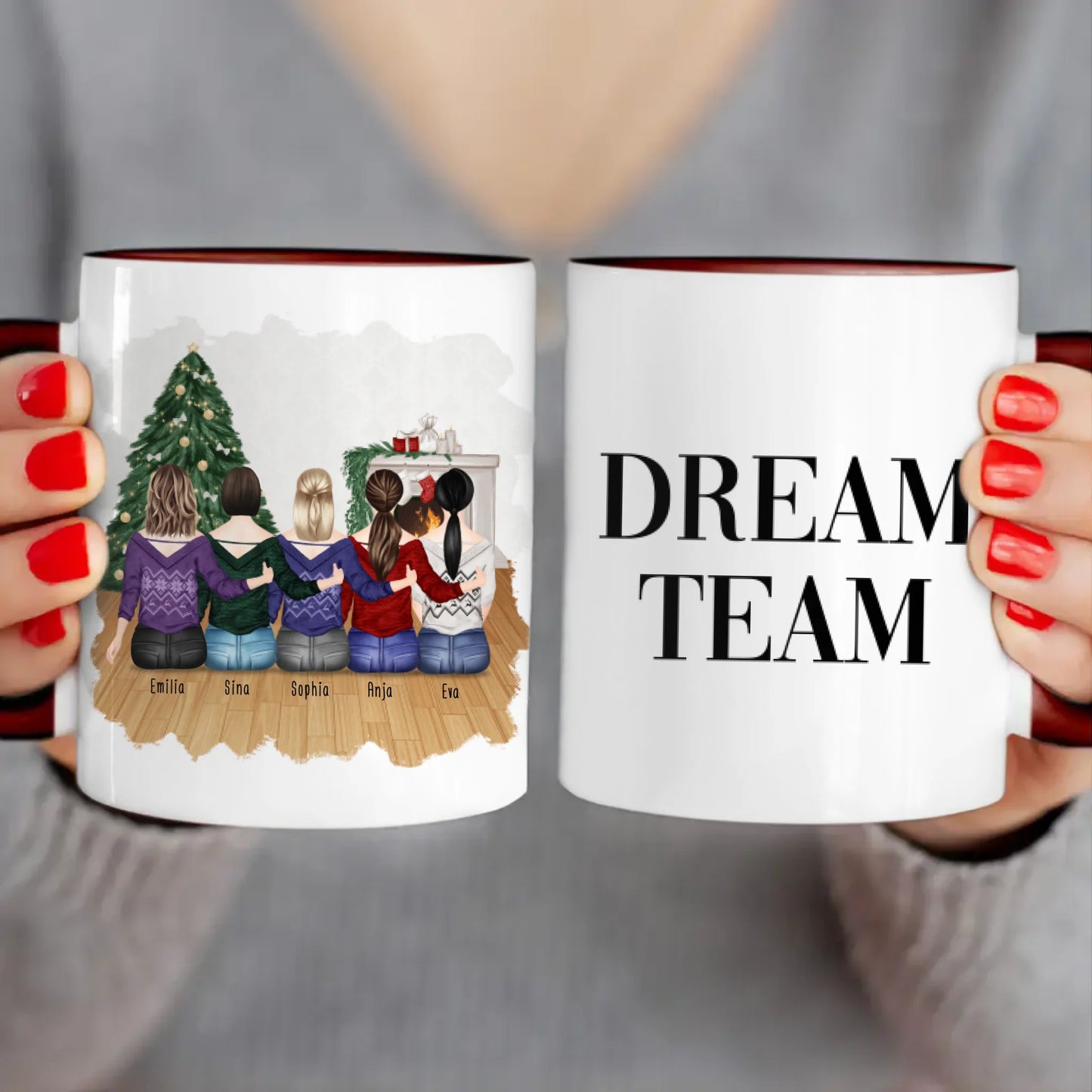 Personalisierte Tasse für Beste Freundinnen (5 Freundinnen) - Weihnachtstasse