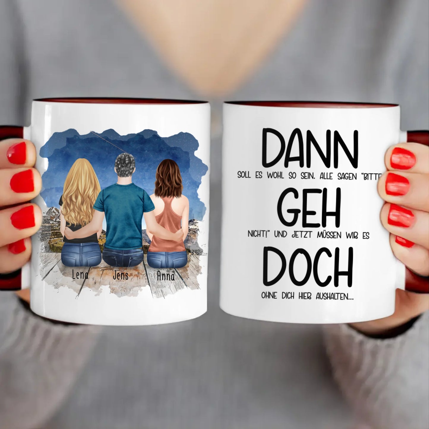 Personalisierte Tasse Kollegen (2 Frauen + 1 Mann) - Abschiedsgeschenk