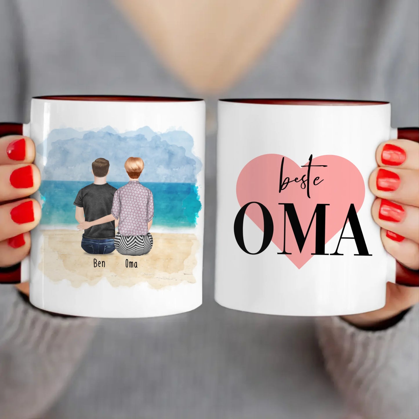 Personalisierte Tasse für Oma (1 Mann + 1 Oma)