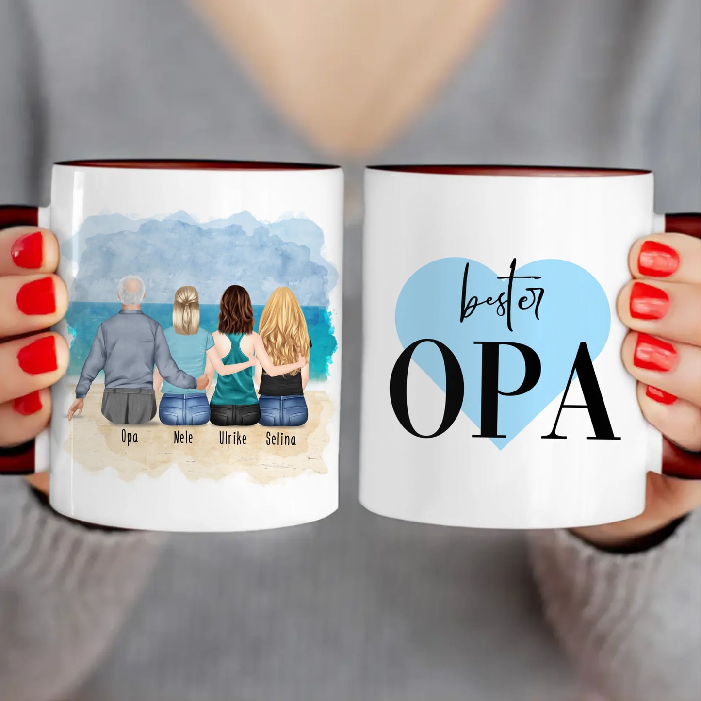 Personalisierte Tasse für Opa (3 Frauen + 1 Opa)