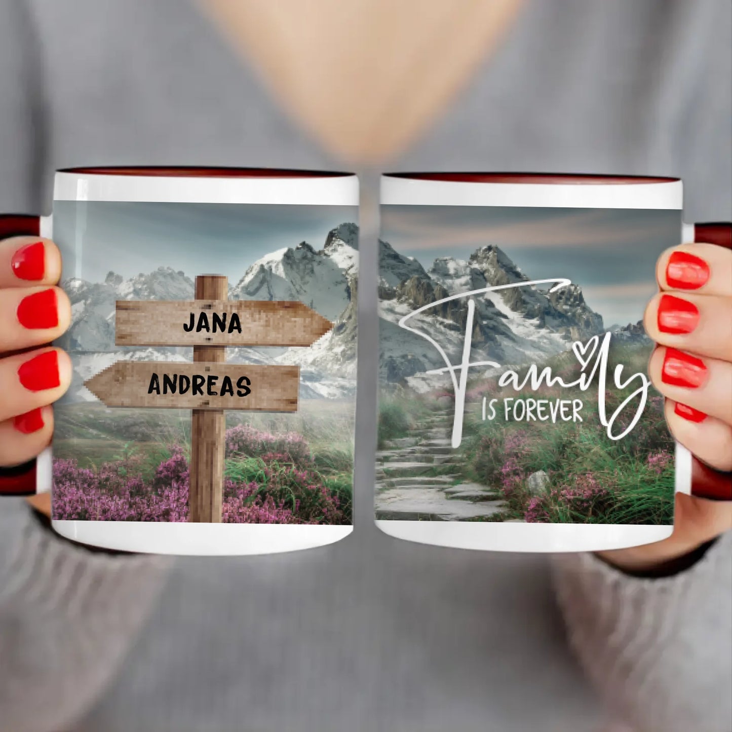 Personalisierte Wegweiser Tasse mit euren Namen