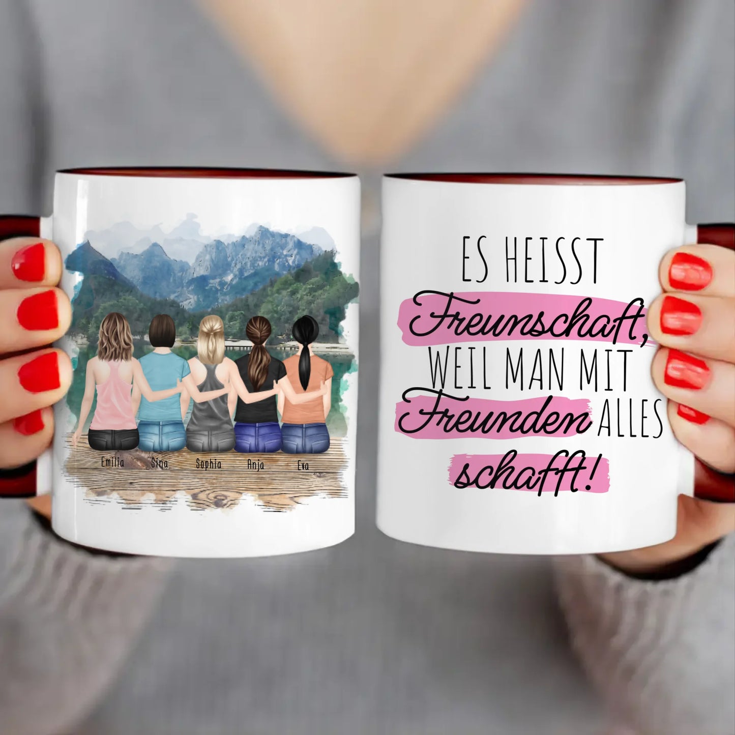 Personalisierte Tasse für Beste Freundinnen (5 Freundinnen)