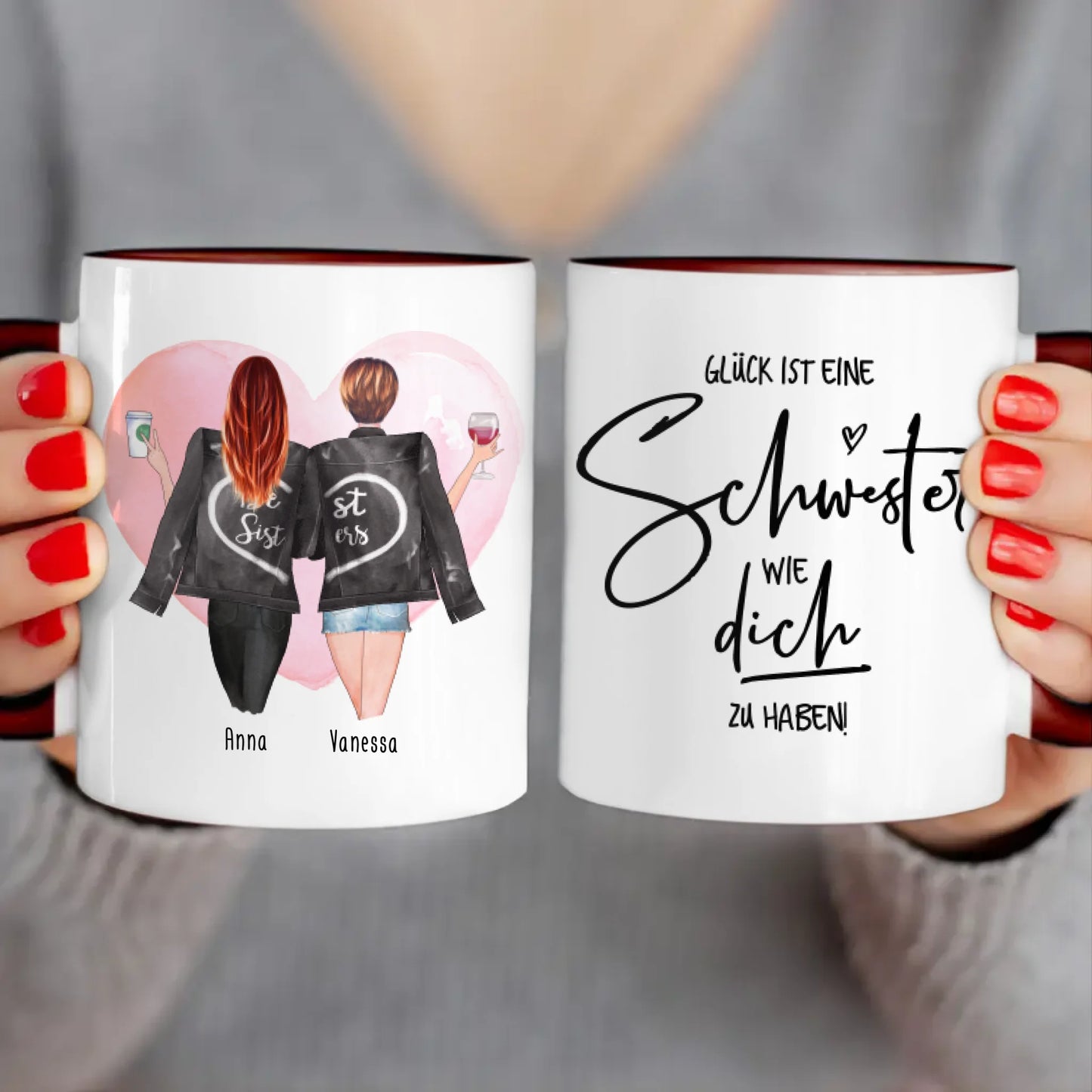 Personalisierte Beste Schwestern Tasse mit Jacke