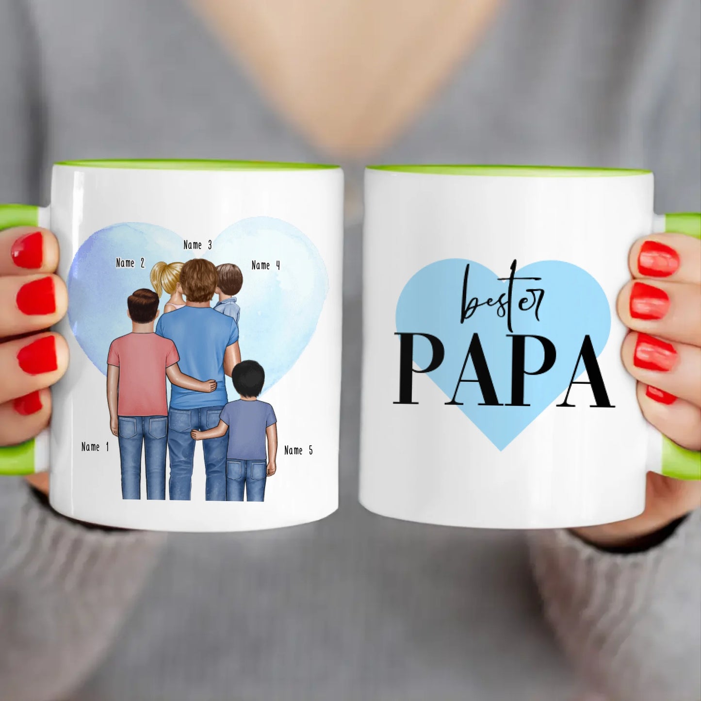 Personalisierte Tasse - Papa mit 1-4 Kindern