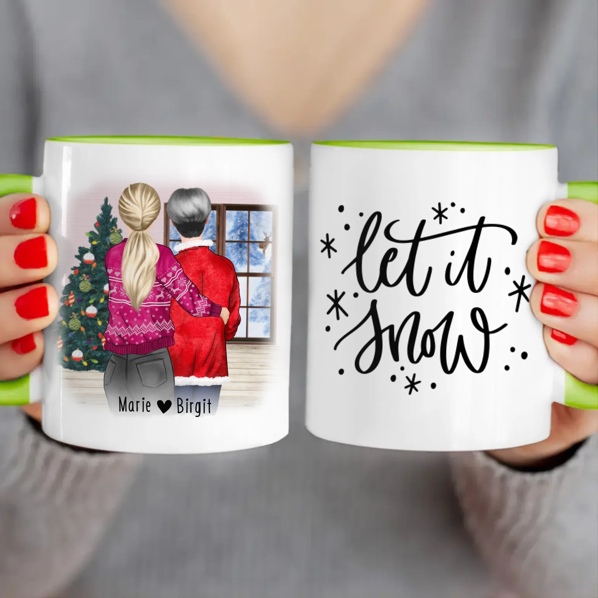 Personalisierte Tasse - Mutter/Mama + Tochter (stehend) - Weihnachtstasse