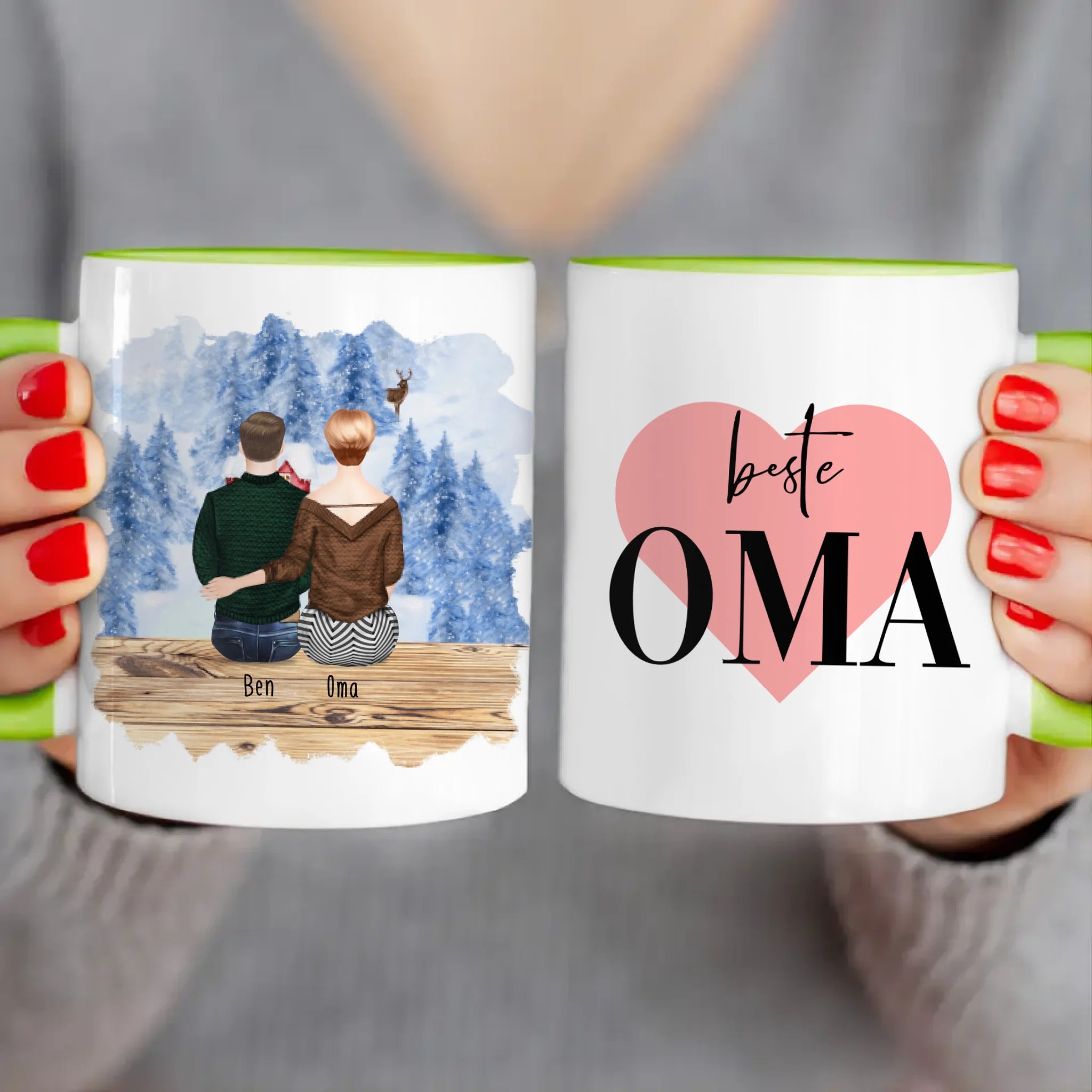 Personalisierte Tasse für Oma (1 Mann + 1 Oma) - Weihnachtstasse