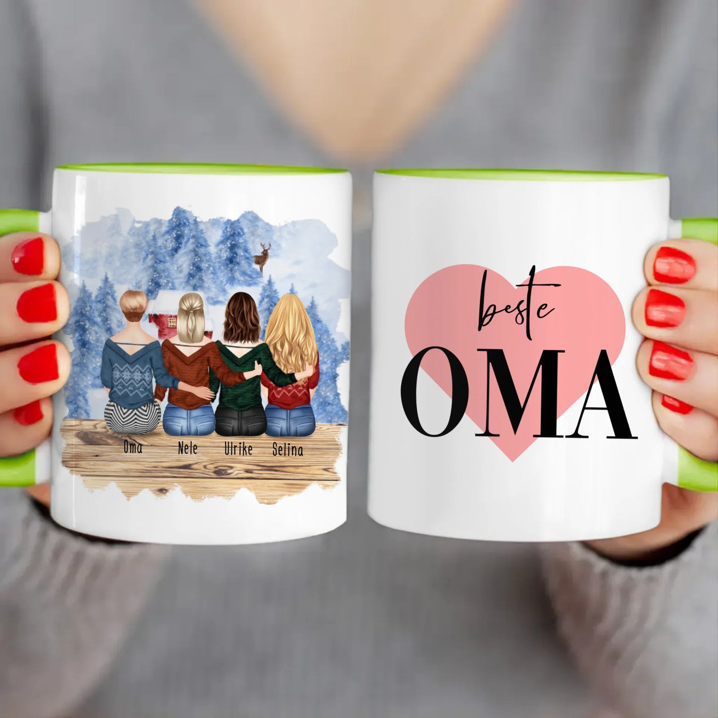 Personalisierte Tasse für Oma (3 Frauen + 1 Oma) - Weihnachtstasse