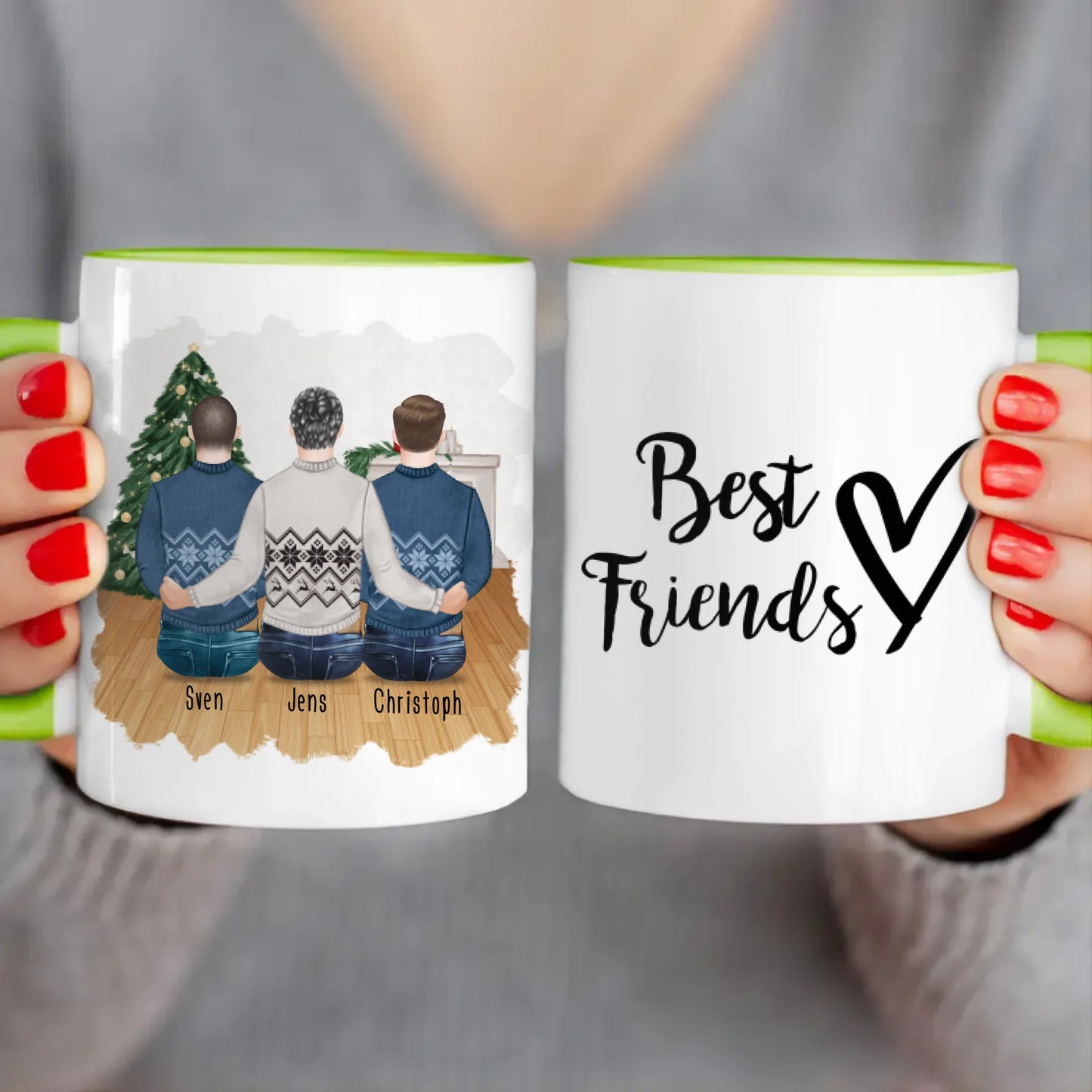 Personalisierte Tasse - Beste Freunde (3 Männer) - Weihnachtstasse