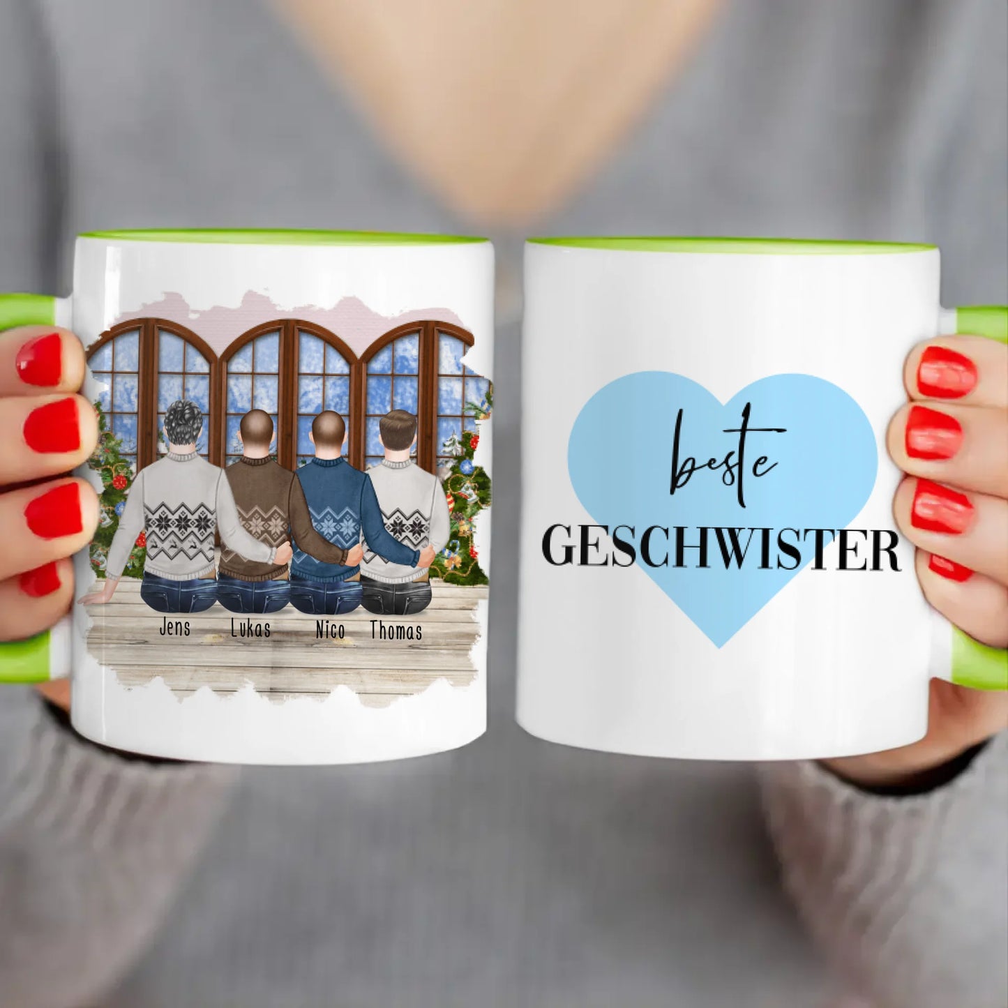 Personalisierte Tasse mit Bruder (4 Brüder) - Weihnachtstasse