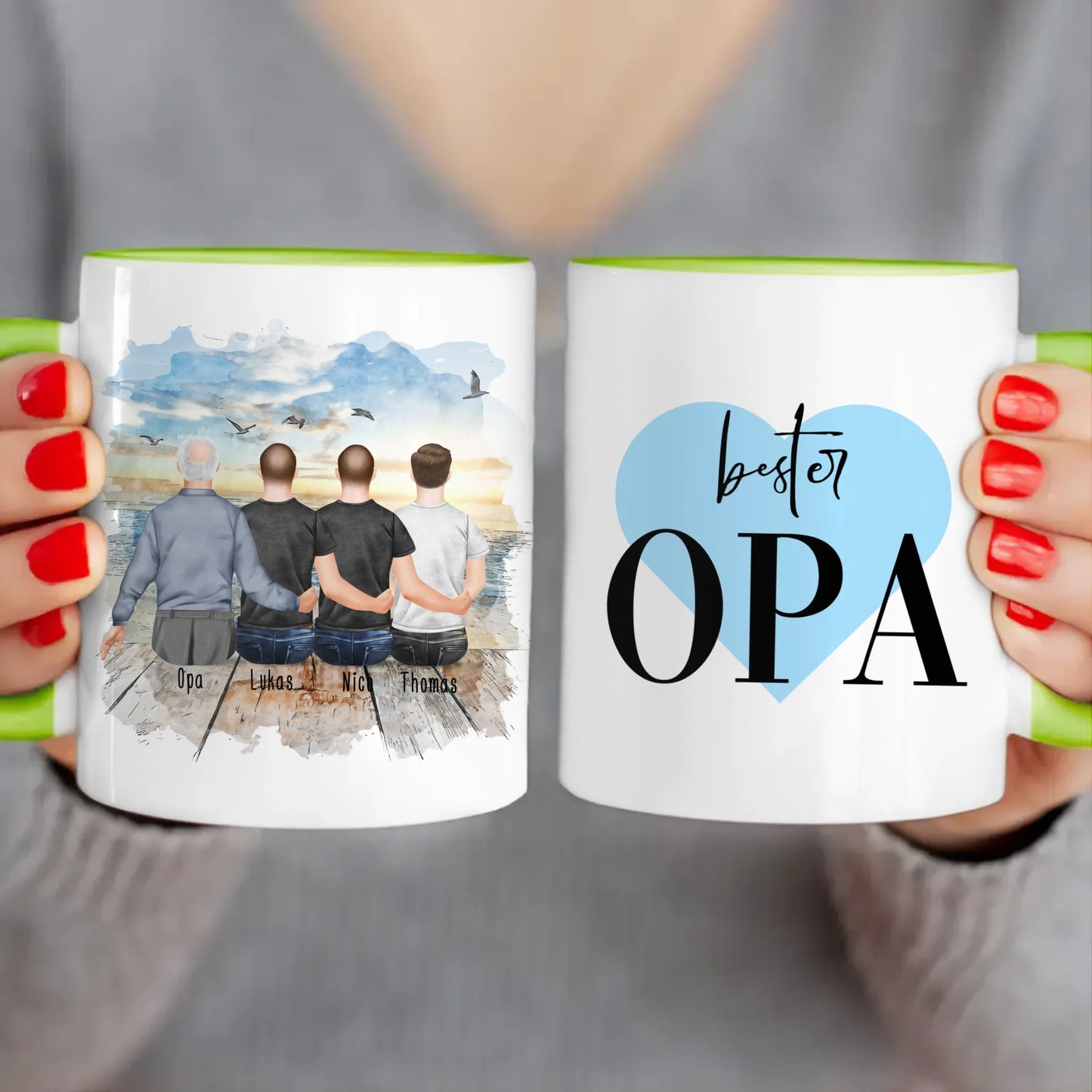 Personalisierte Tasse für Opa (3 Männer + 1 Opa)