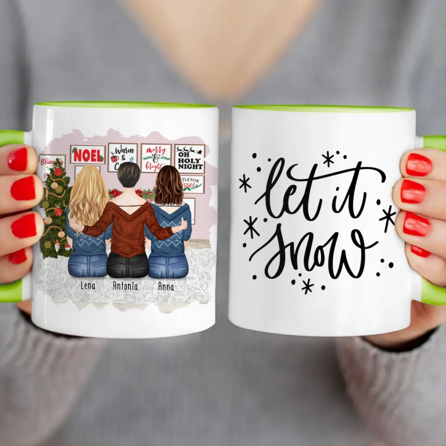 Personalisierte Tasse für Schwestern (3 Schwestern) - Weihnachtstasse