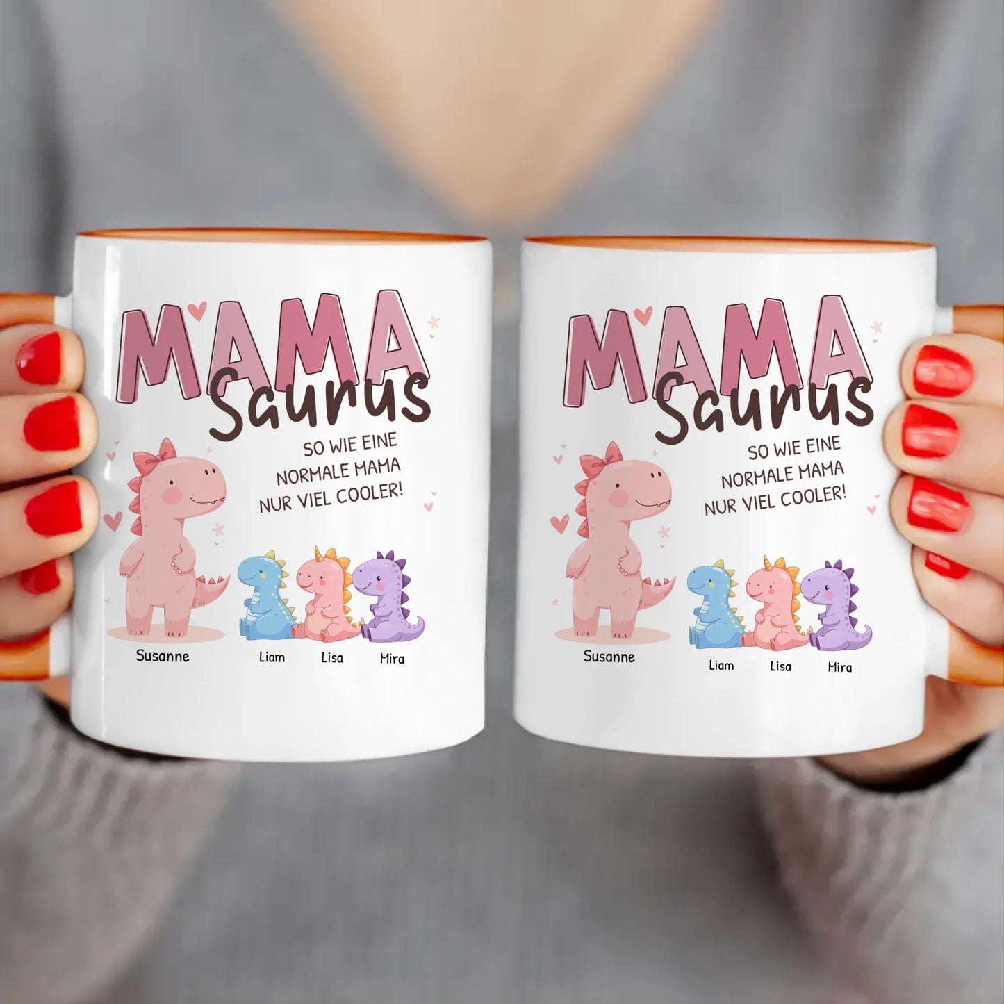 Personalisierte Tasse - Mamasaurus mit 1-10 Kindern