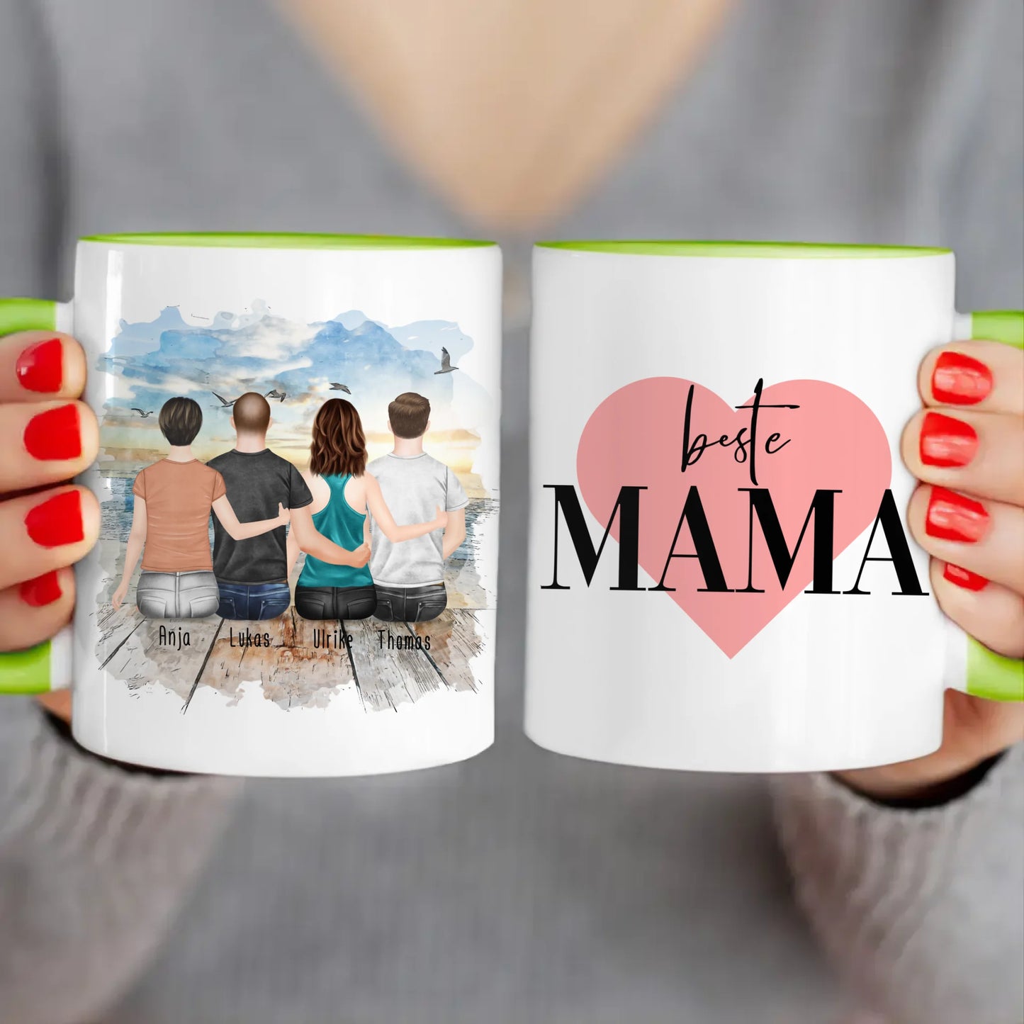 Personalisierte Tasse mit Mutter/Tochter/Sohn (1 Tochter + 2 Söhne)