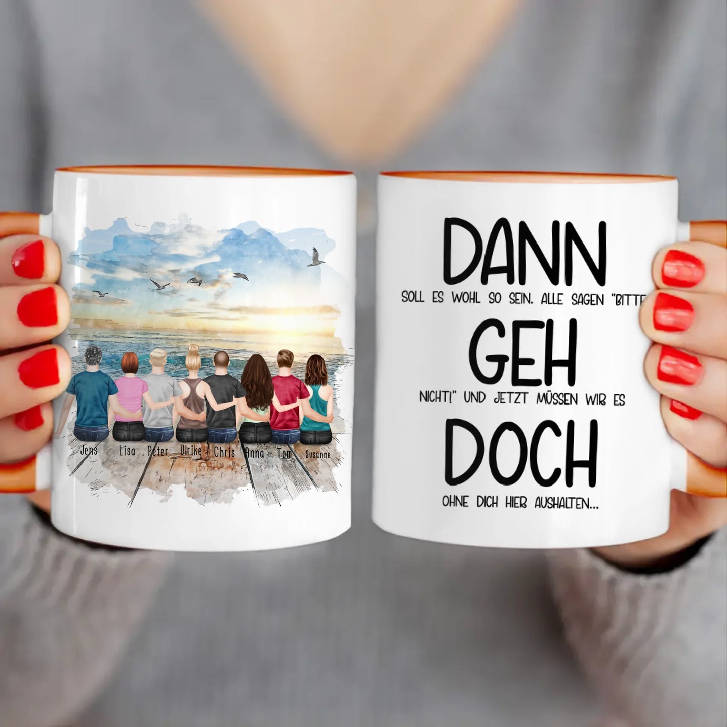 Personalisierte Tasse Kollegen (4 Frauen + 4 Männer) - Abschiedsgeschenk