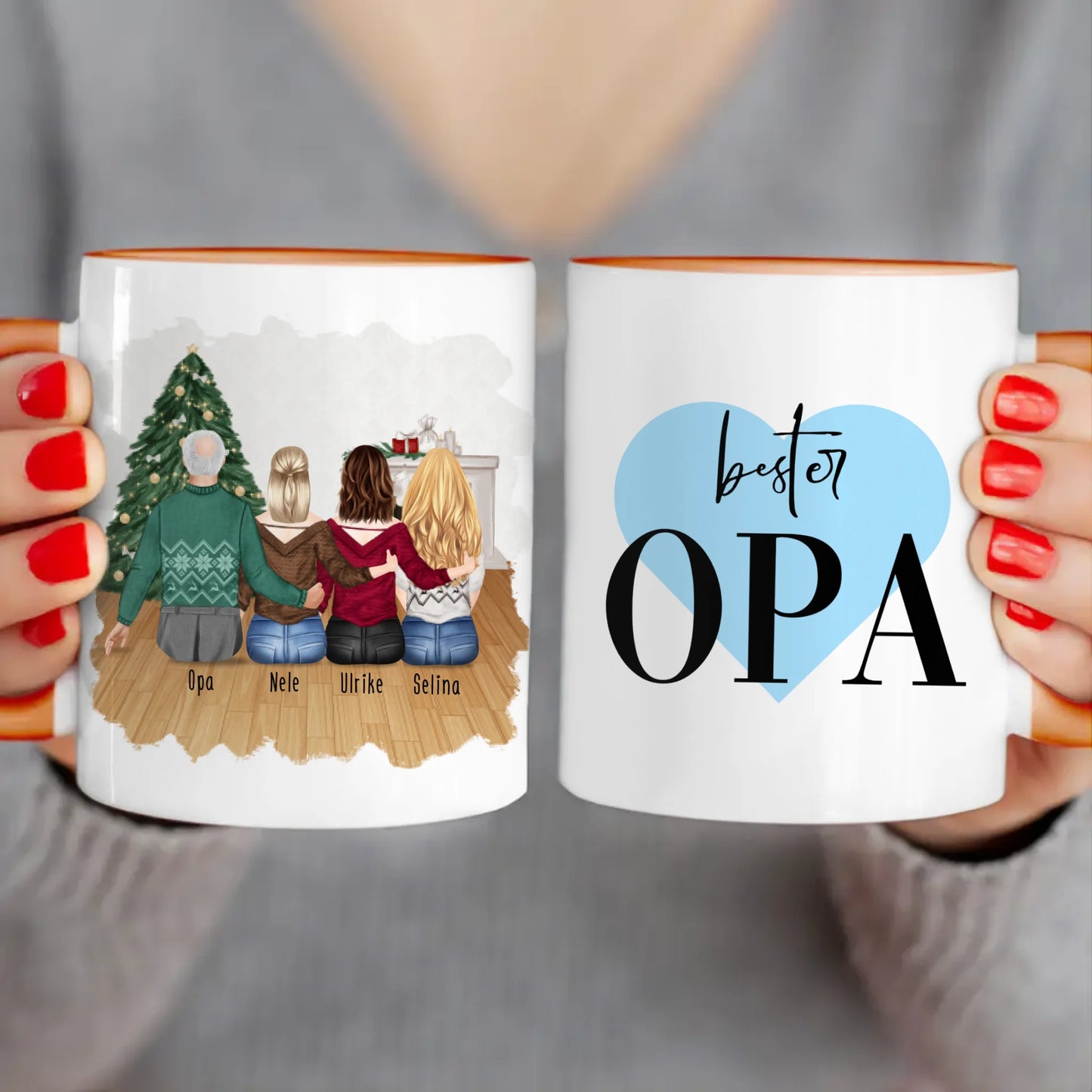 Personalisierte Tasse für Opa (3 Frauen + 1 Opa) - Weihnachtstasse