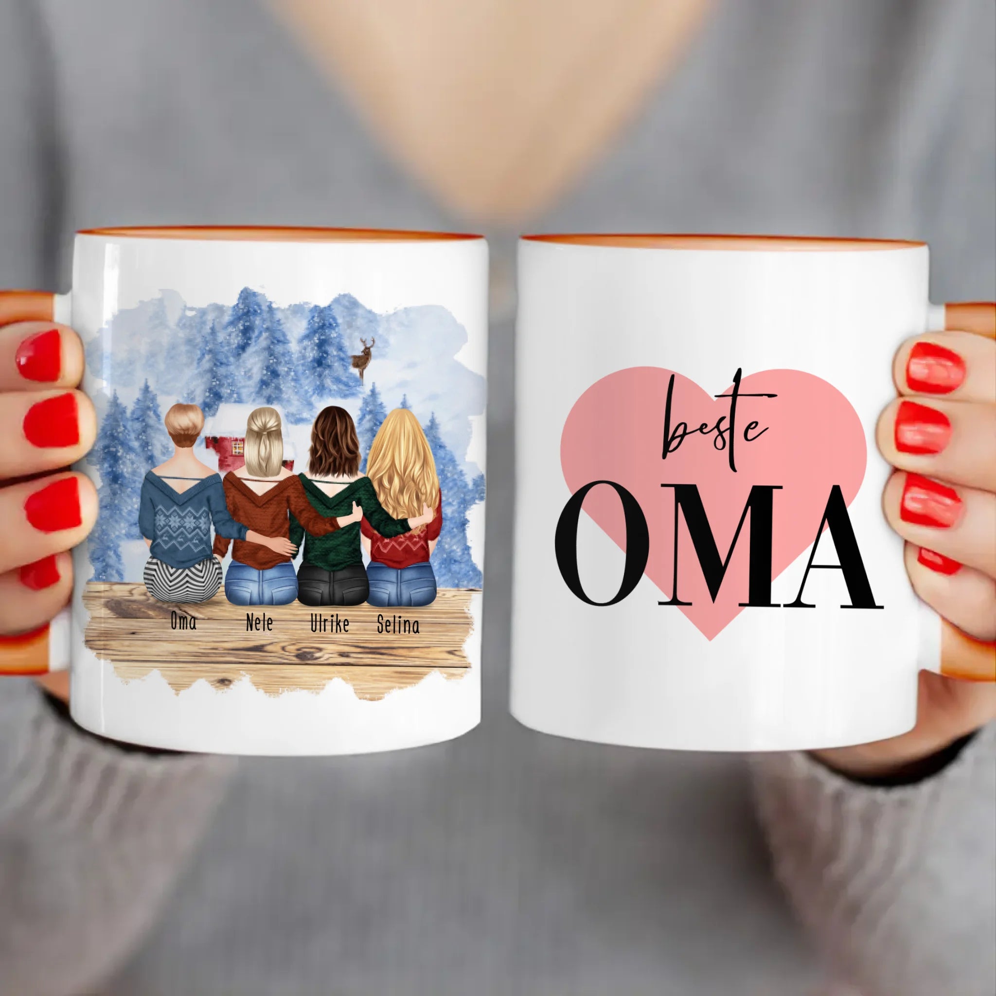 Personalisierte Tasse für Oma (3 Frauen + 1 Oma) - Weihnachtstasse