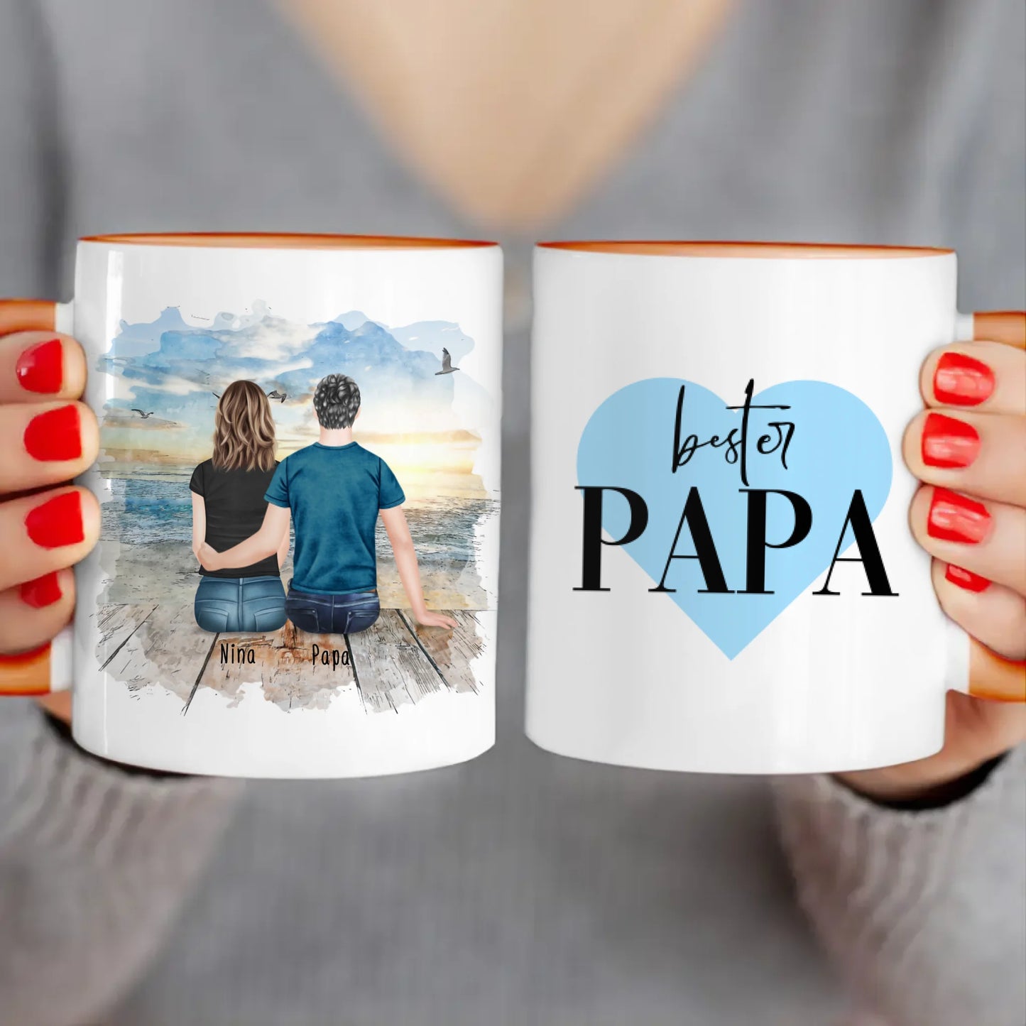 Personalisierte Tasse mit Vater/Tochter (1 Tochter)