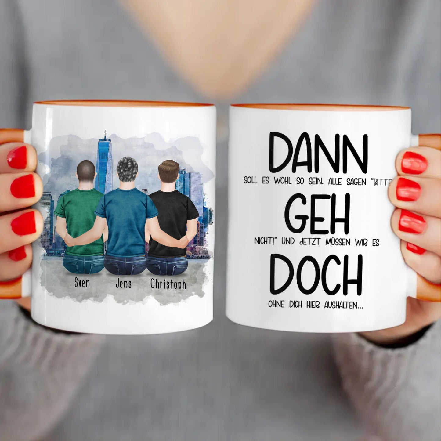 Personalisierte Tasse Kollegen (3 Männer) - Abschiedsgeschenk