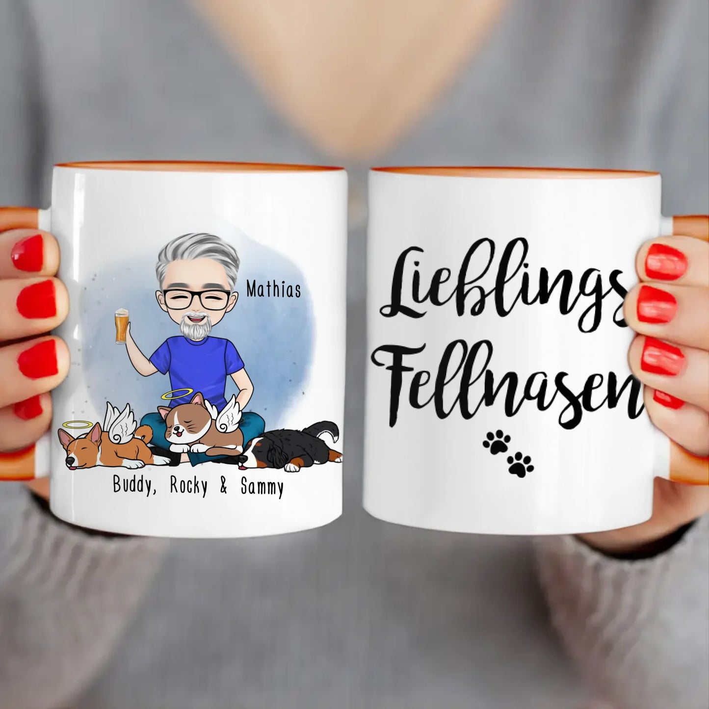 Personalisierte Tasse Hundepapa/Katzenpapa/Tierpapa (1-8 Hunde/Katzen)