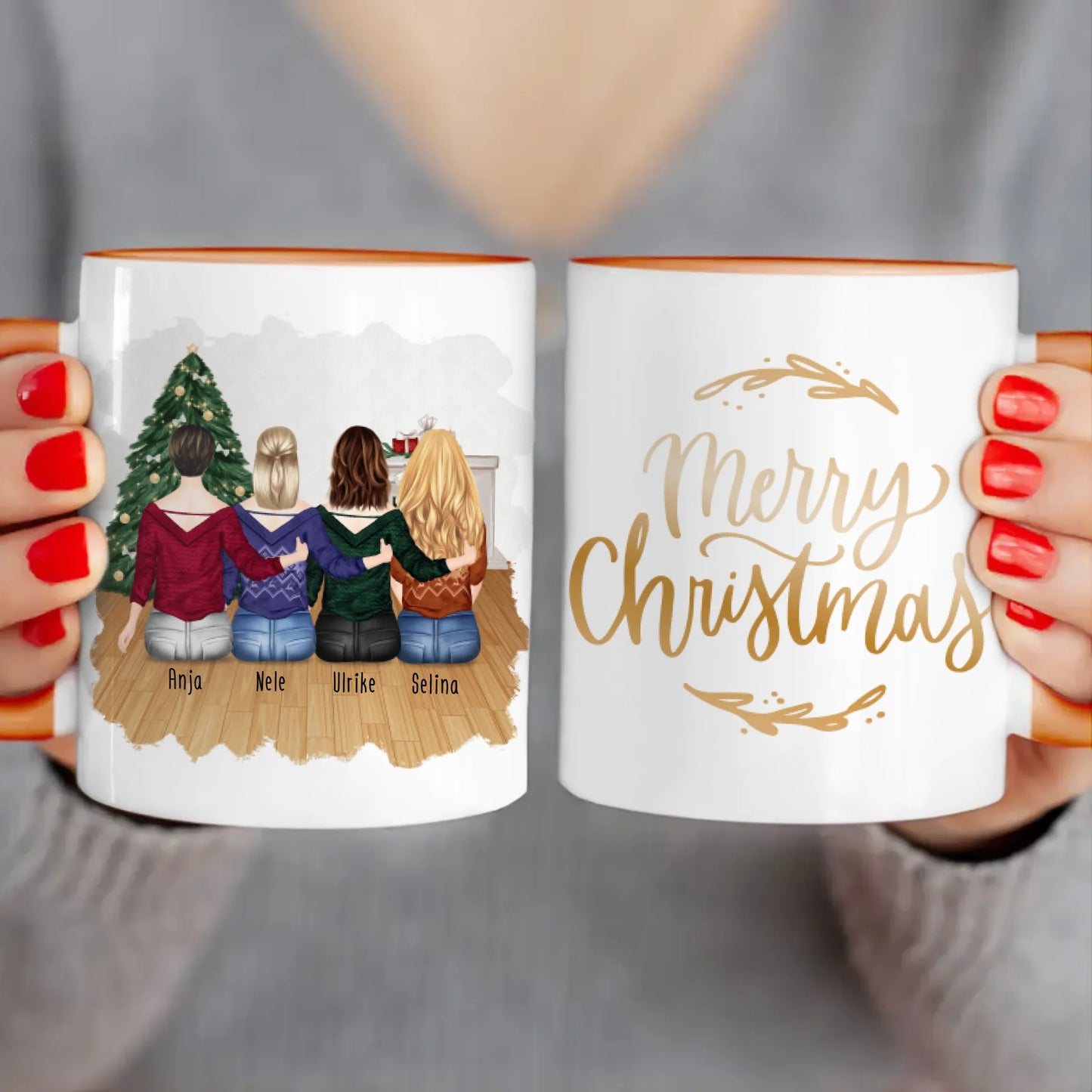 Personalisierte Tasse für Beste Freundinnen (4 Freundinnen) - Weihnachtstasse