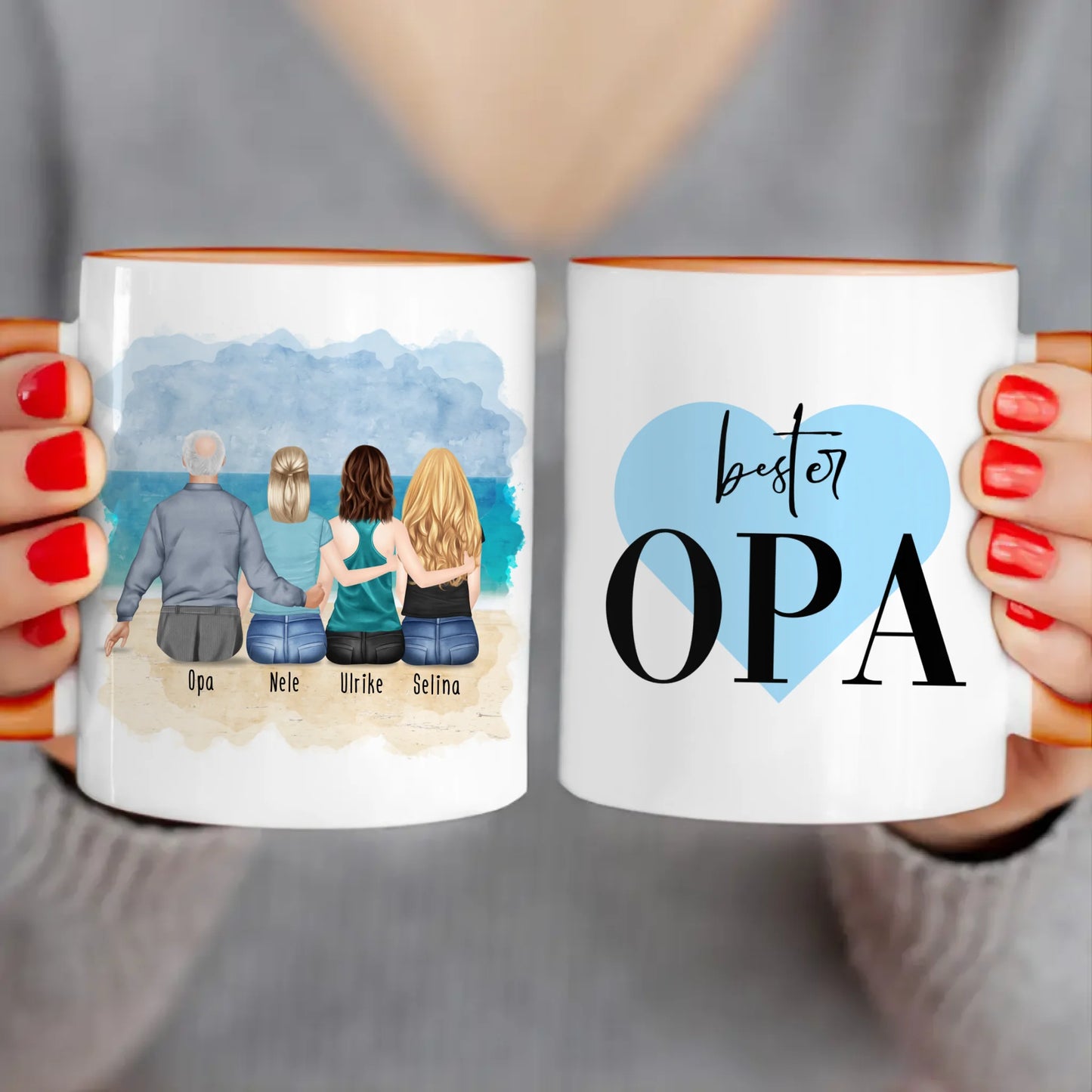 Personalisierte Tasse für Opa (3 Frauen + 1 Opa)