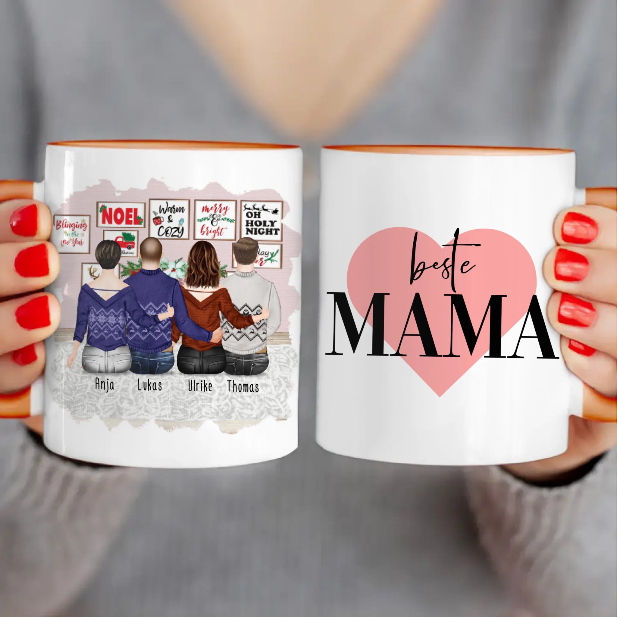 Personalisierte Tasse mit Mutter/Tochter/Sohn (1 Tochter + 2 Söhne) - Weihnachtstasse