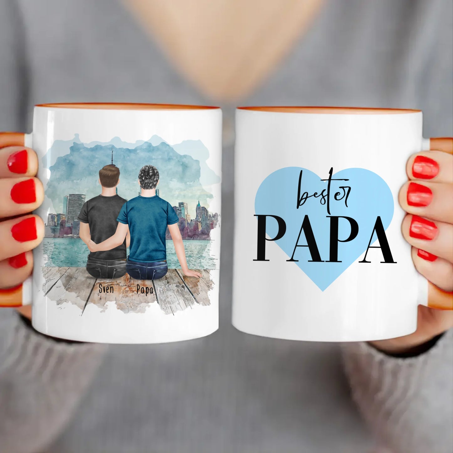 Personalisierte Tasse mit Vater/Sohn (1 Sohn)